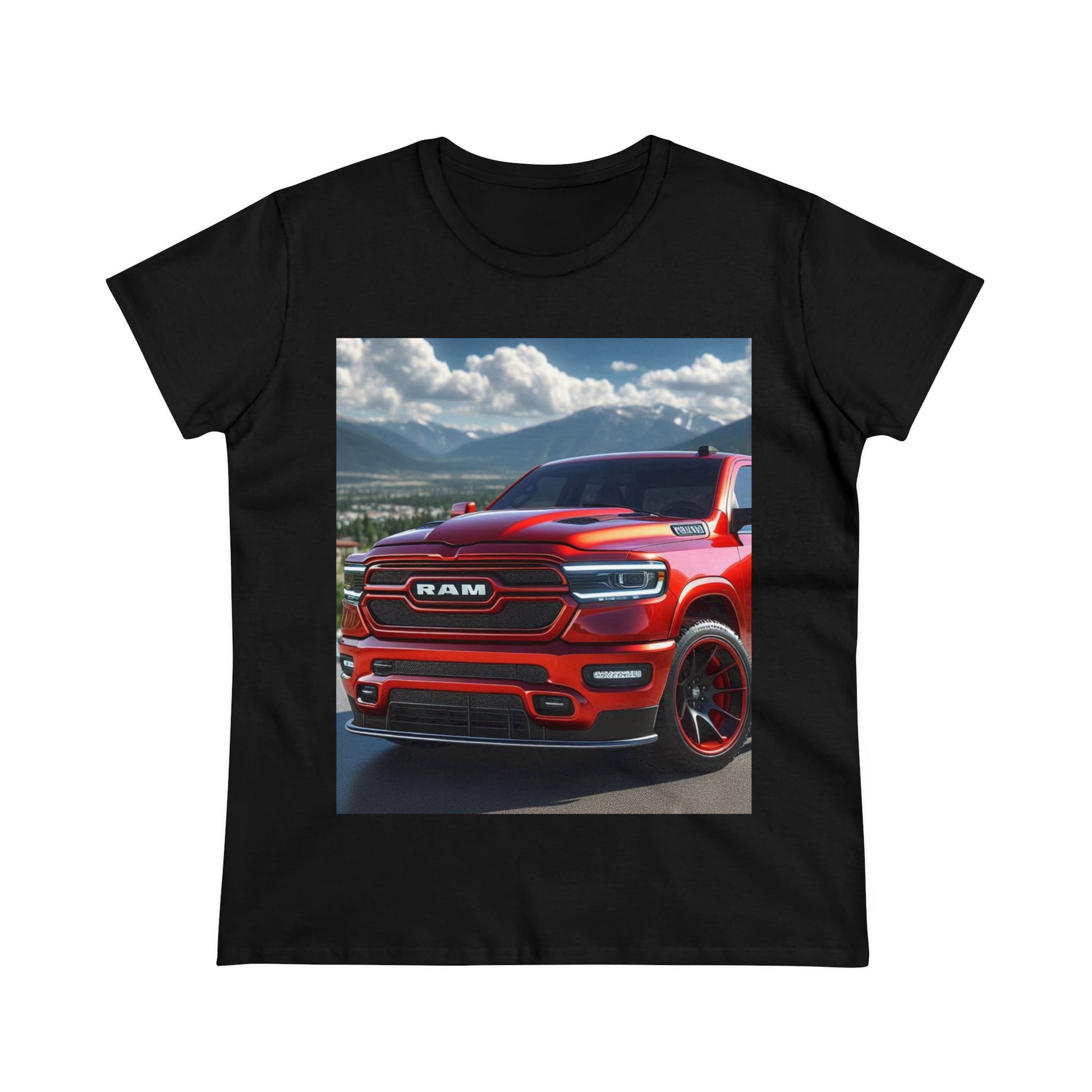 Red Dodge Ram T-Shirrt T-Shirt Printify Black S