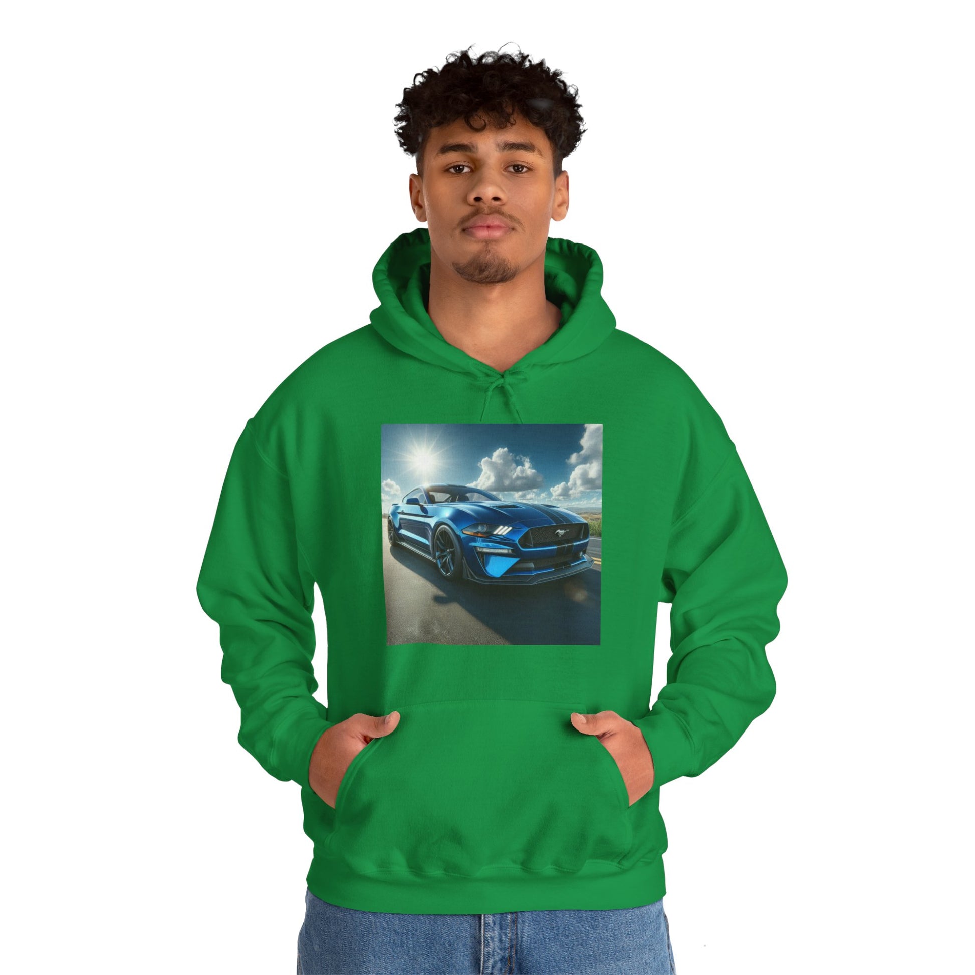 Blue Mustang Hoodie Hoodie Printify