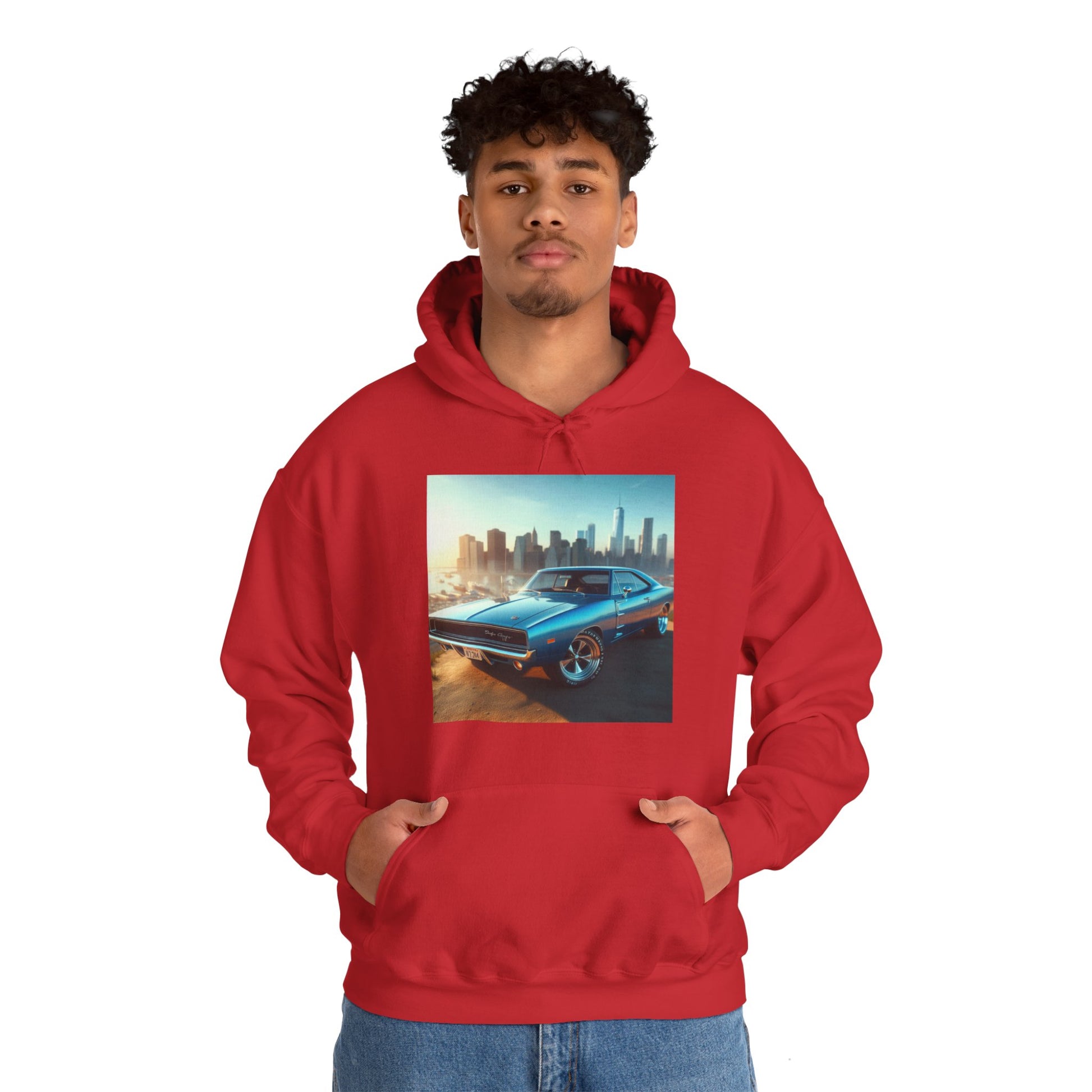 1970 Blue Dodge Charger Hoodie Hoodie Printify