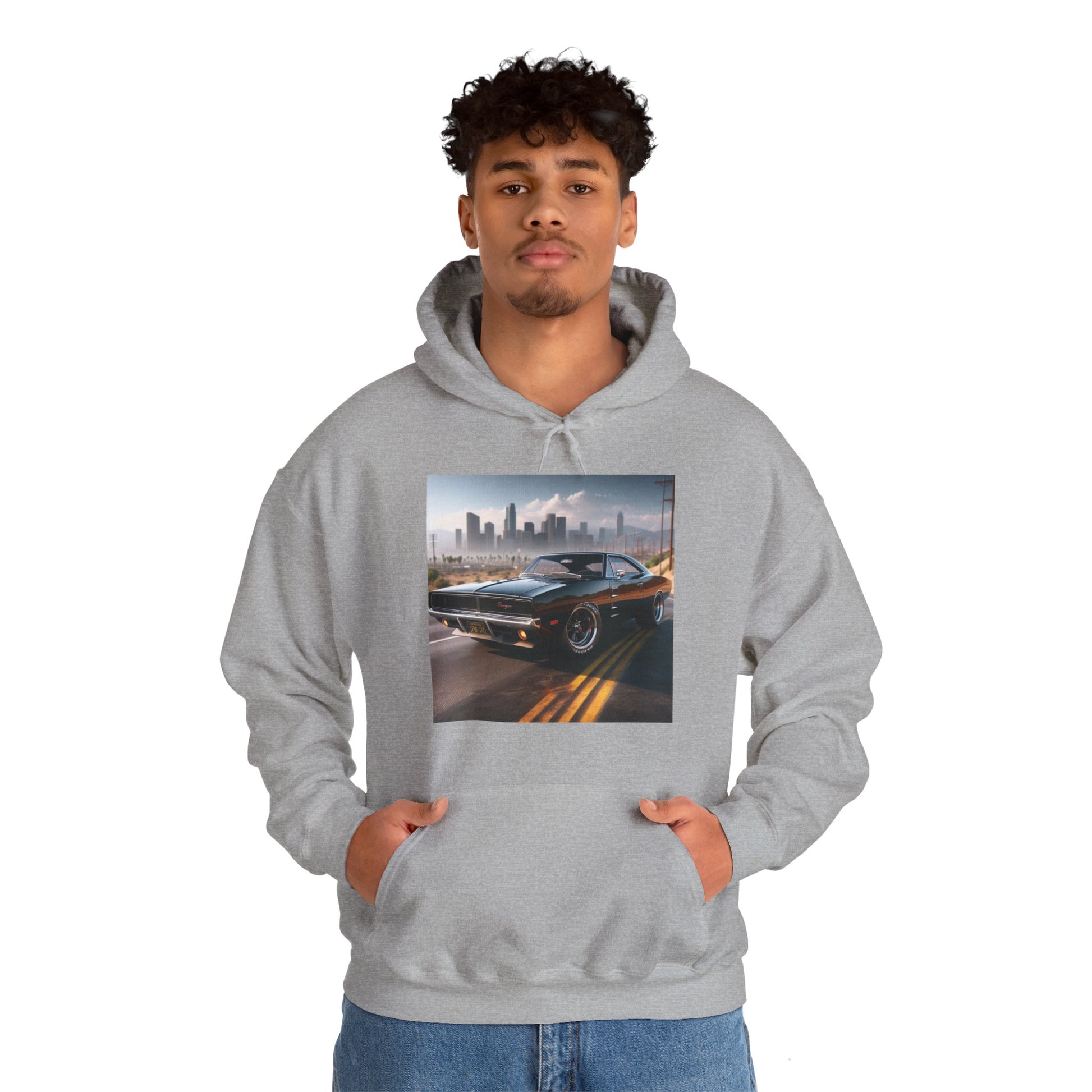 1970 Black Dodge Charger Hoodie Hoodie Printify