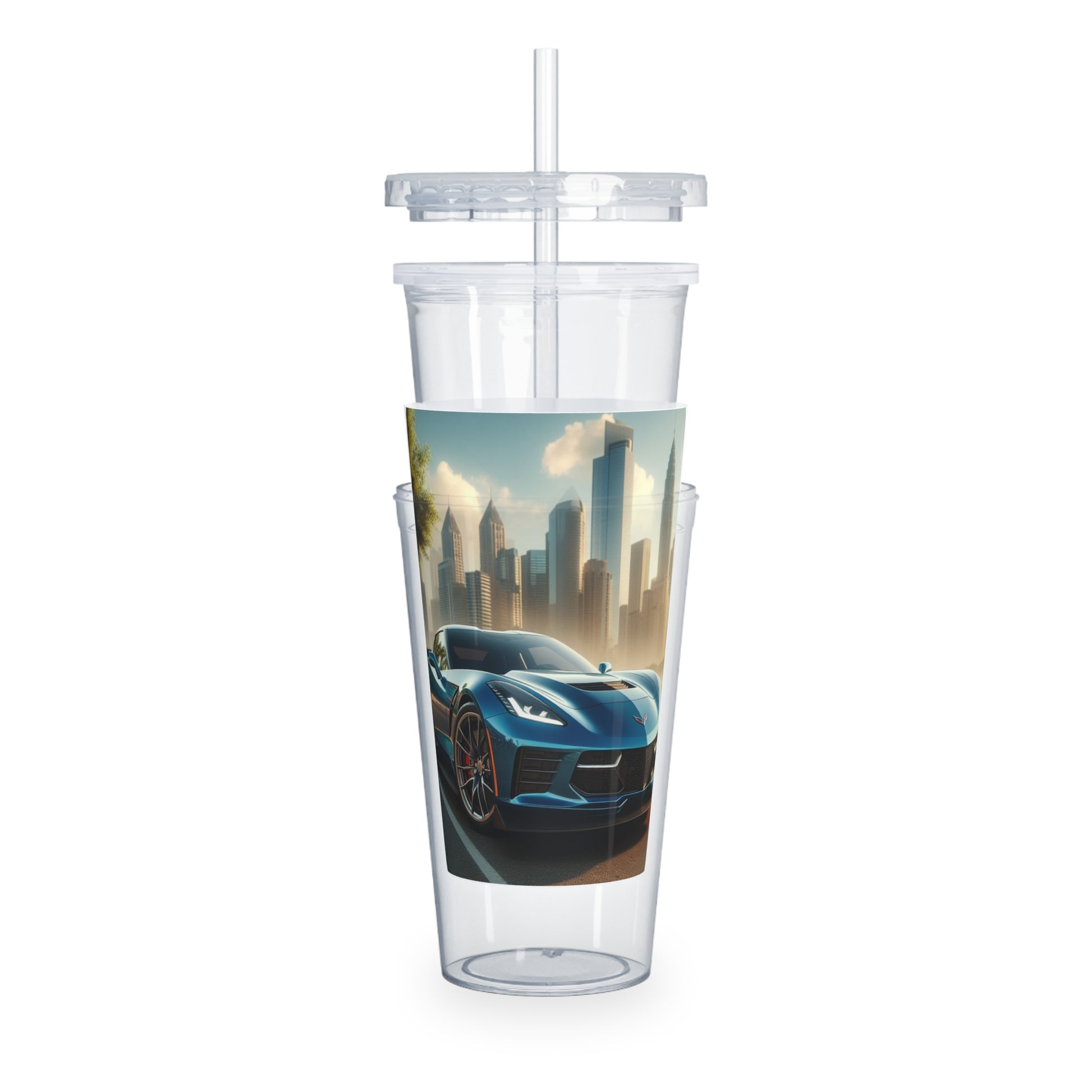 Blue Corvette Tumbler with Straw Mug Printify