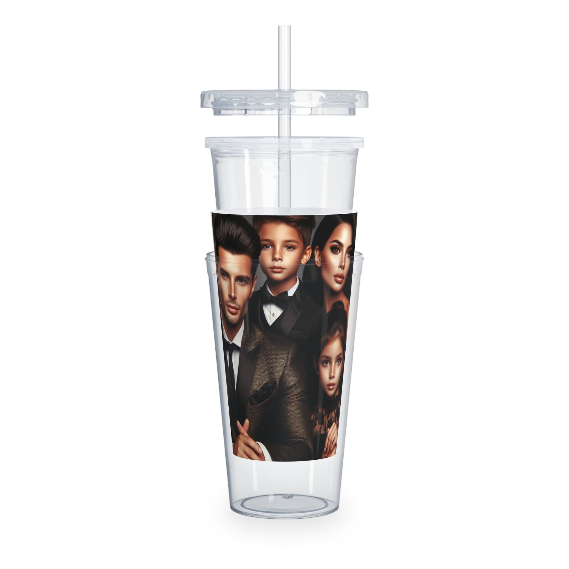 Family Portrait Tumbler with Straw Mug Printify