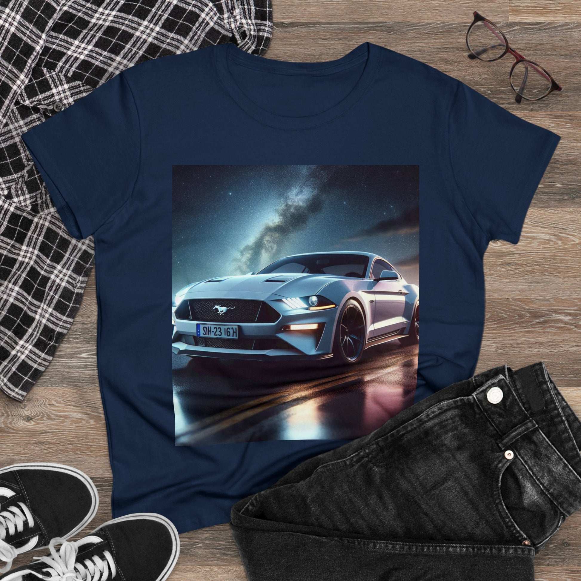 White Mustang T-Shirt T-Shirt Printify