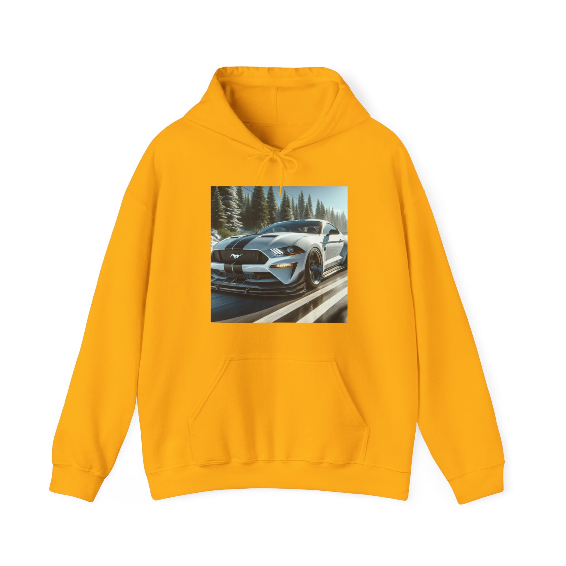 White Mustang Hoodie Hoodie Printify Gold S