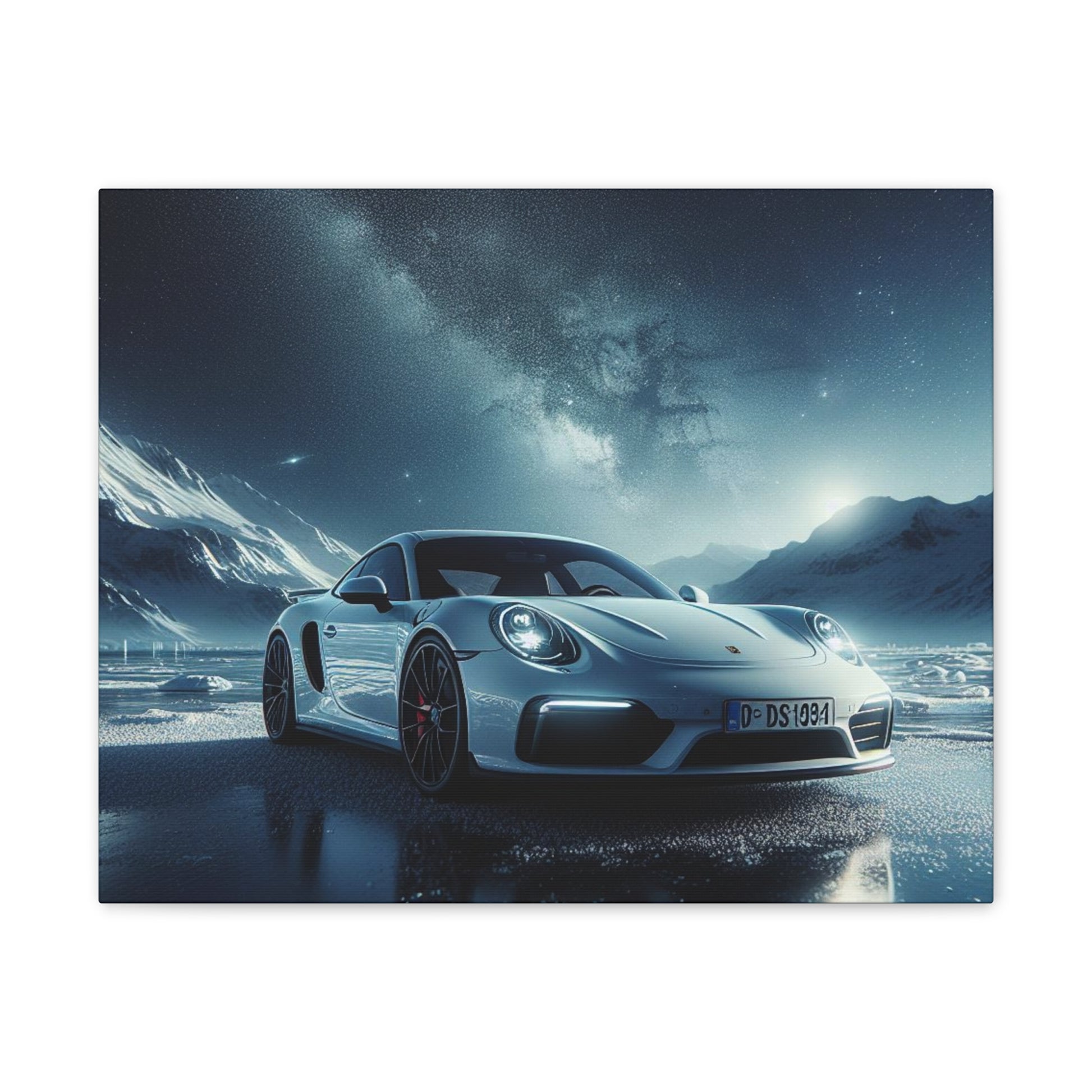 White Porsche Canvas Canvas Printify