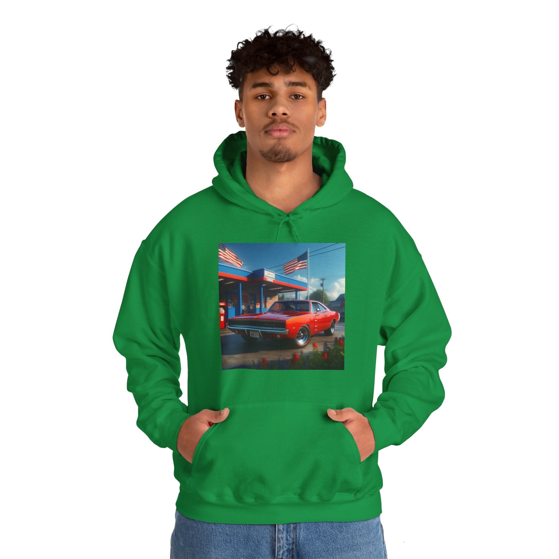 1970 Red Dodge Charger Hoodie Hoodie Printify