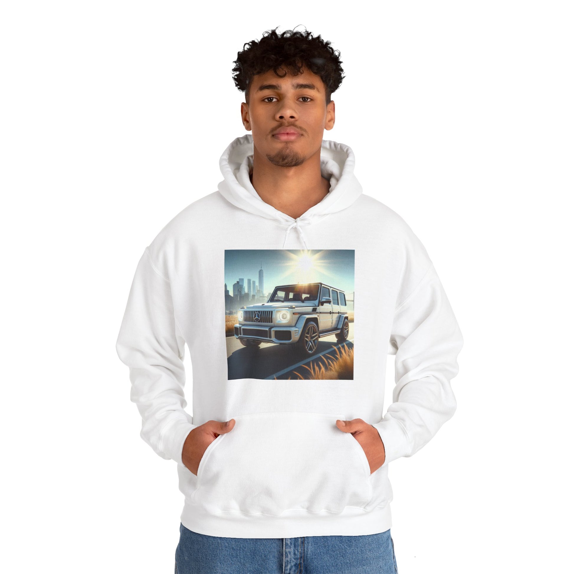 White G-Wagon Hoodie Hoodie Printify