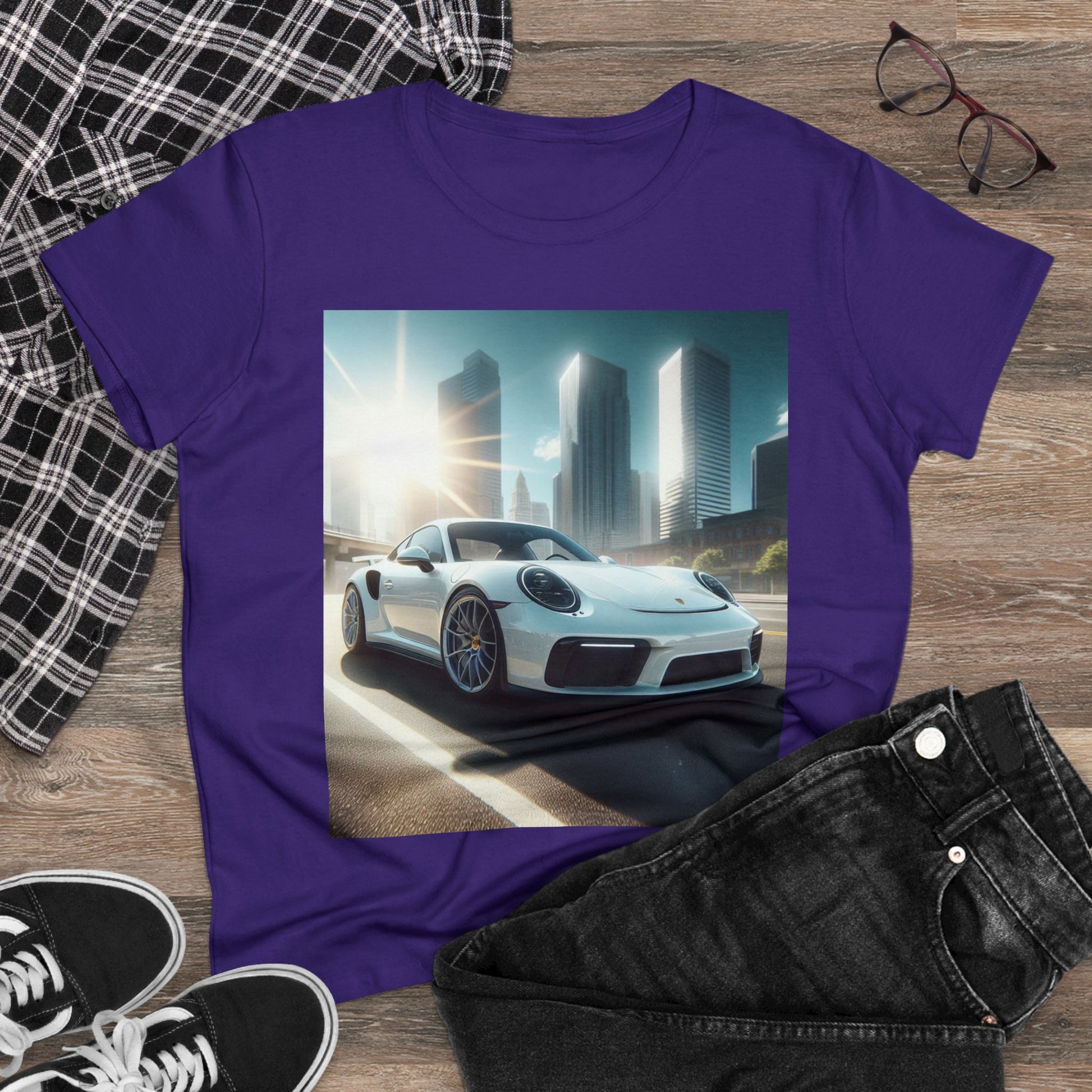 White Porsche T-Shirt T-Shirt Printify