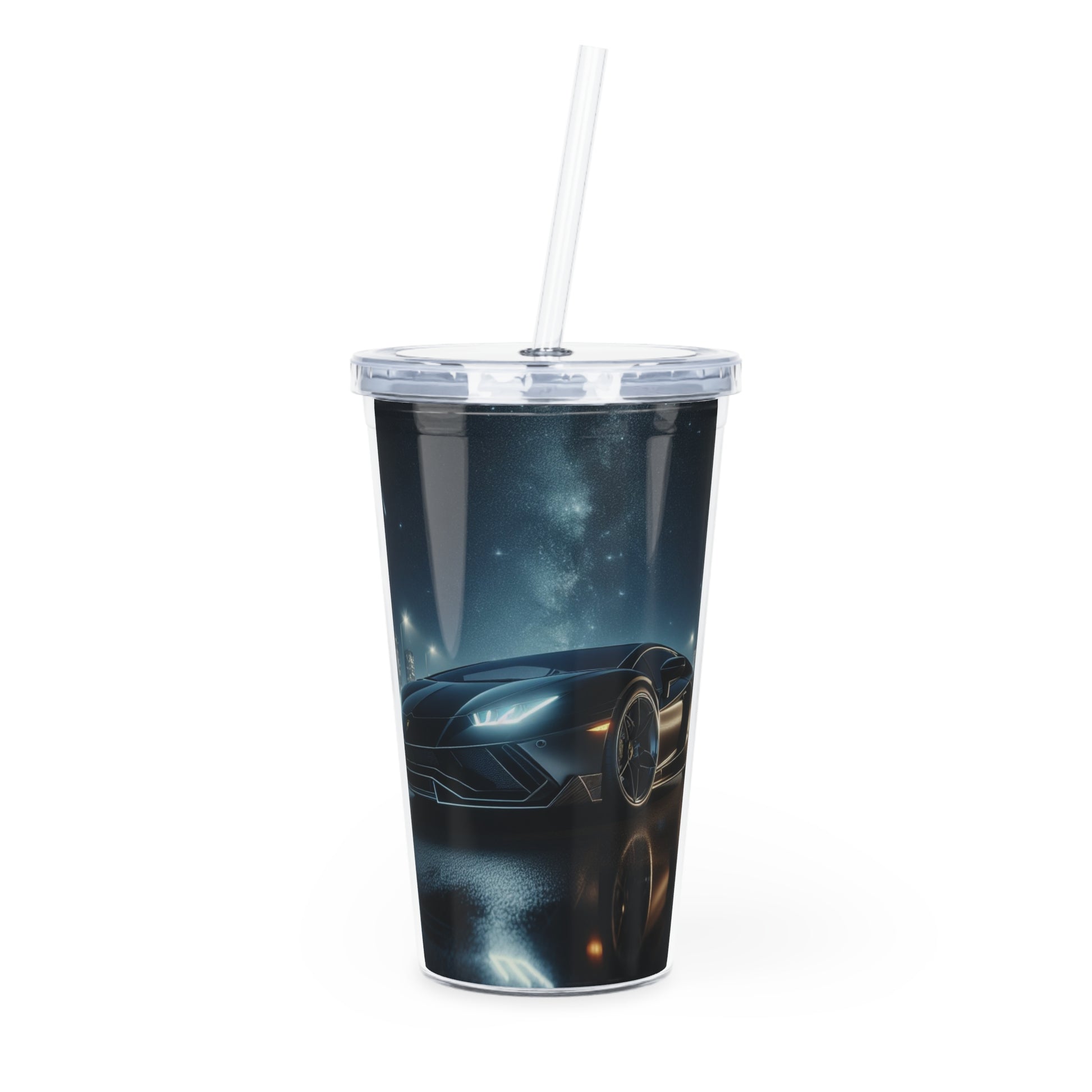 Black Lamborghini Tumbler with Straw Mug Printify 20oz Transparent