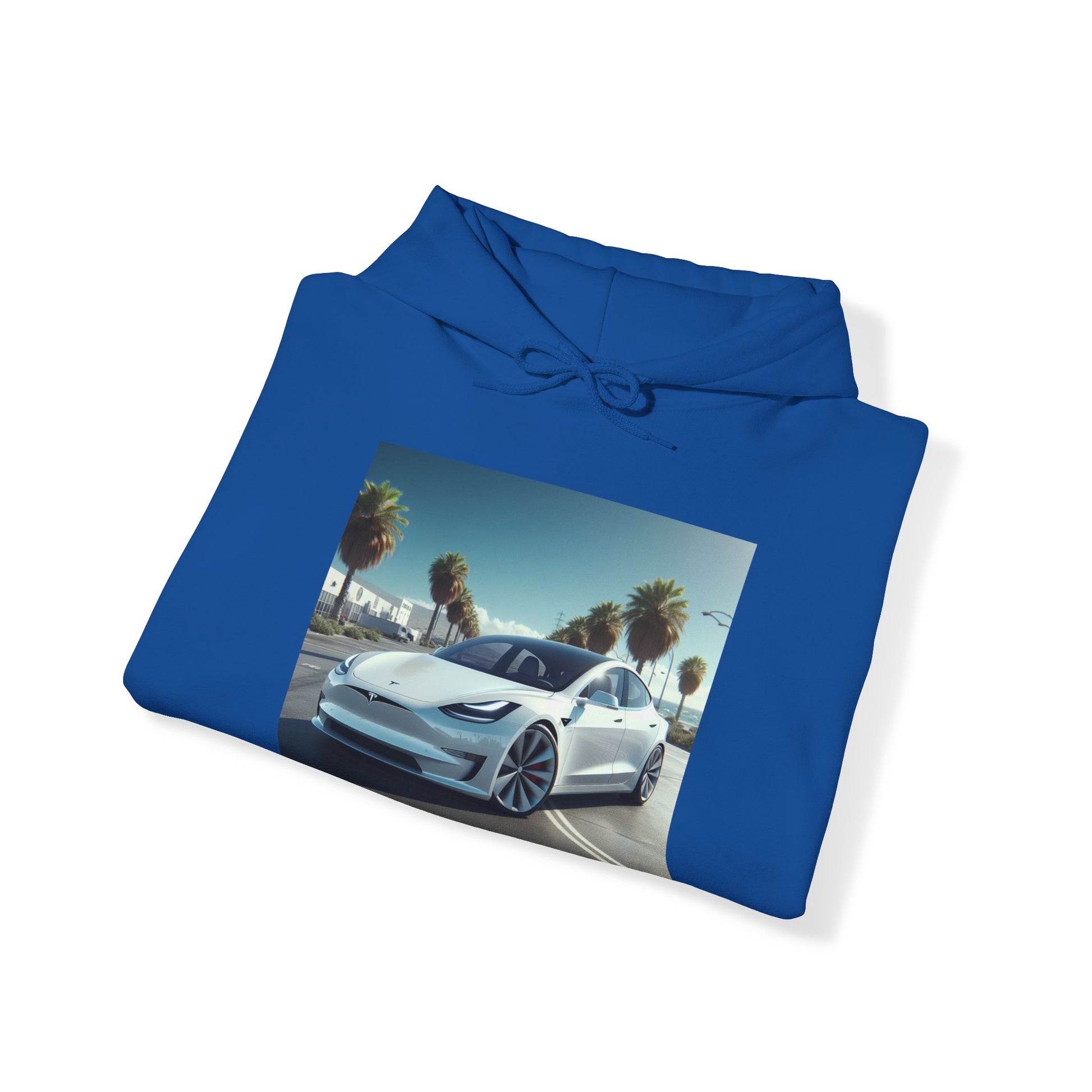 White Tesla Hoodie Hoodie Printify