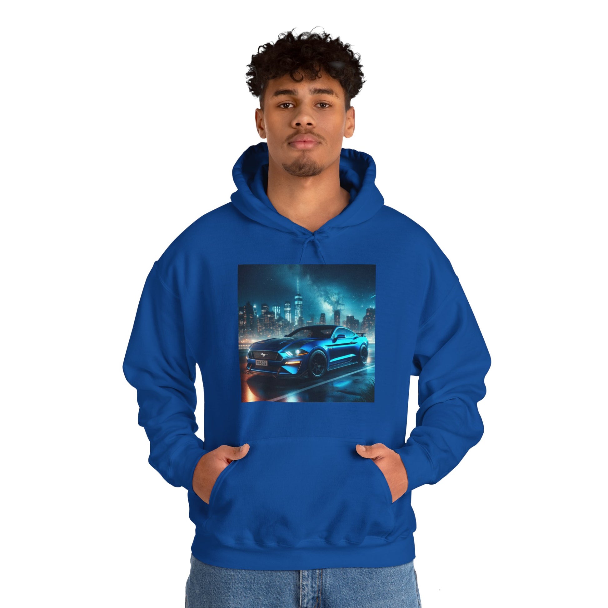 Blue Mustang Hoodie Hoodie Printify