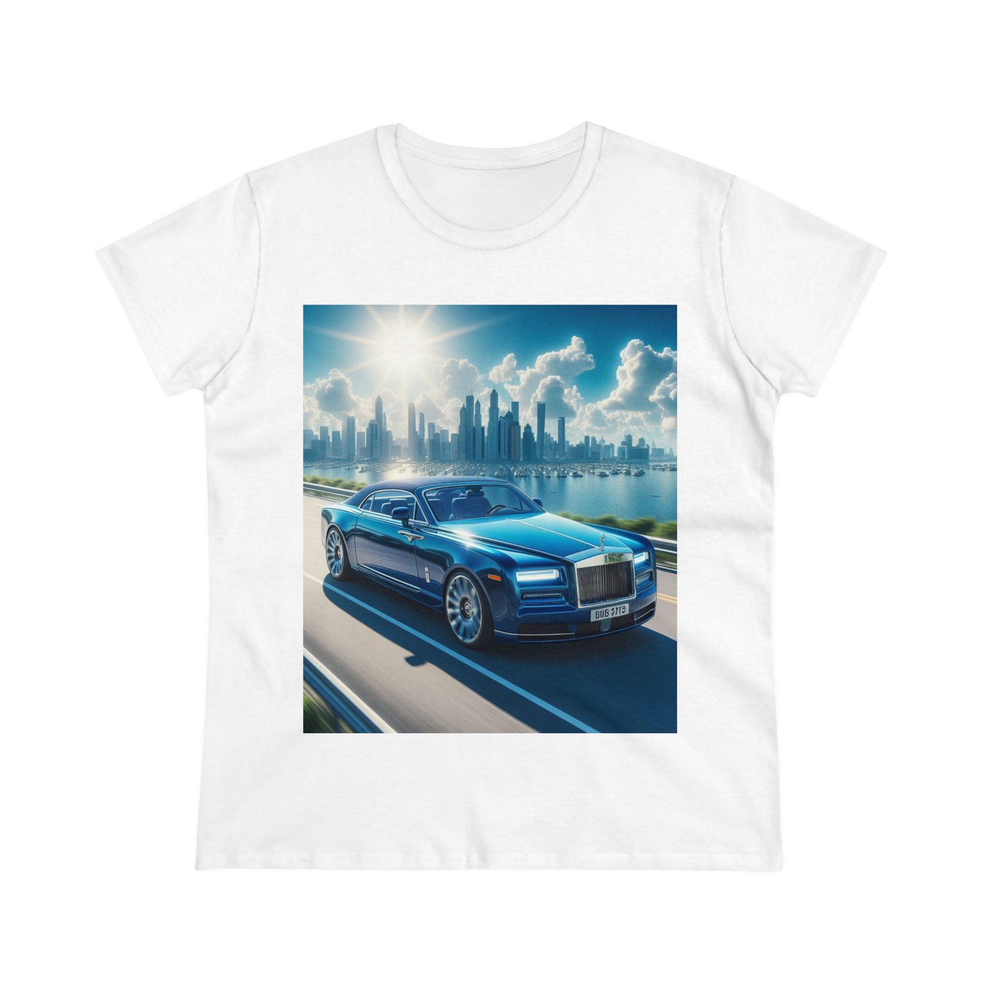 Blue Rolls Royce T-Shirt T-Shirt Printify White S