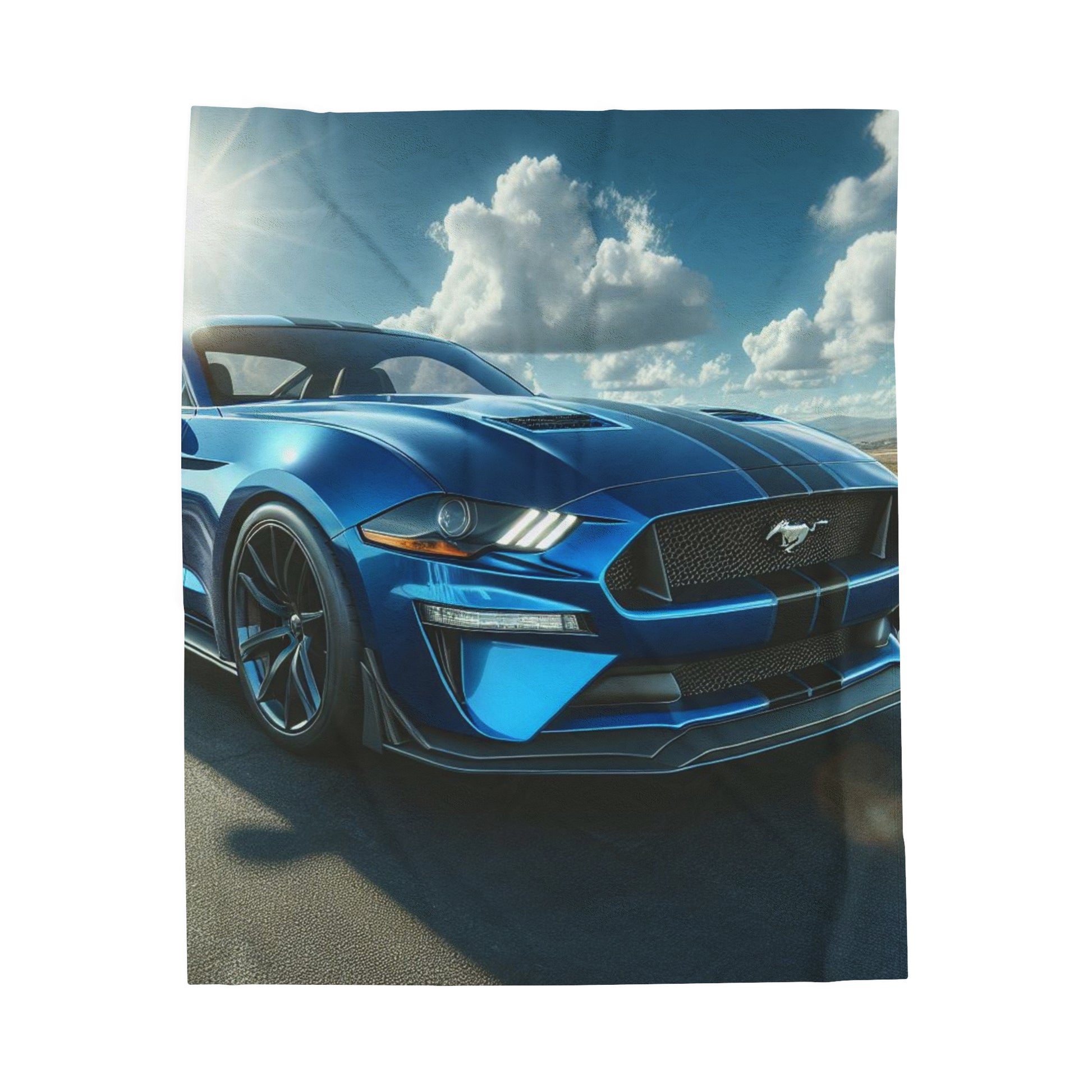 Blue Mustang Plush Blanket All Over Prints Printify 50" × 60"