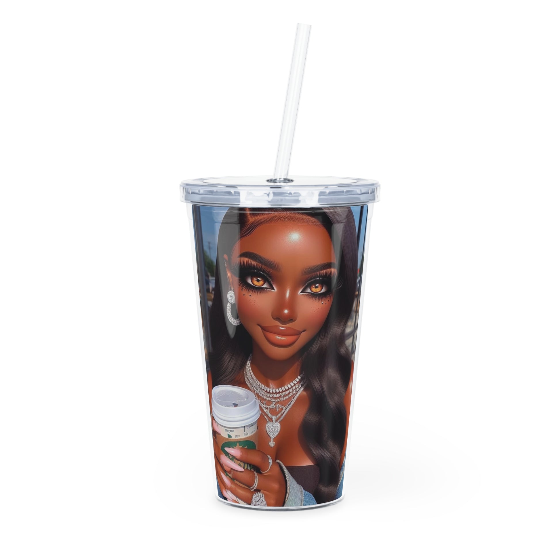 Coffee Beauty Tumbler with Straw Mug Printify 20oz Transparent