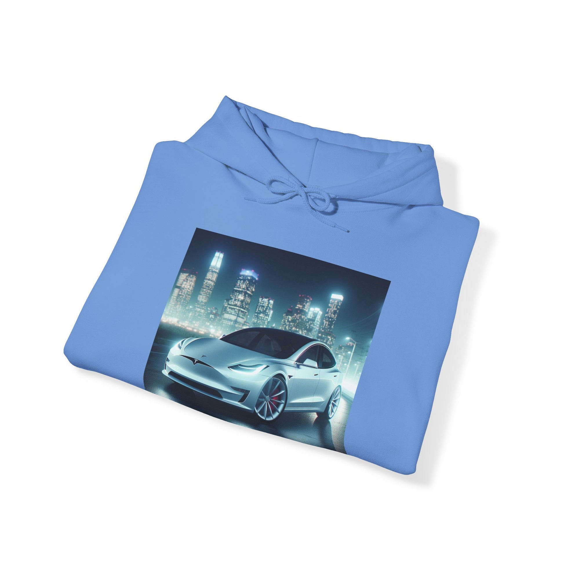 White Tesla Hoodie Hoodie Printify