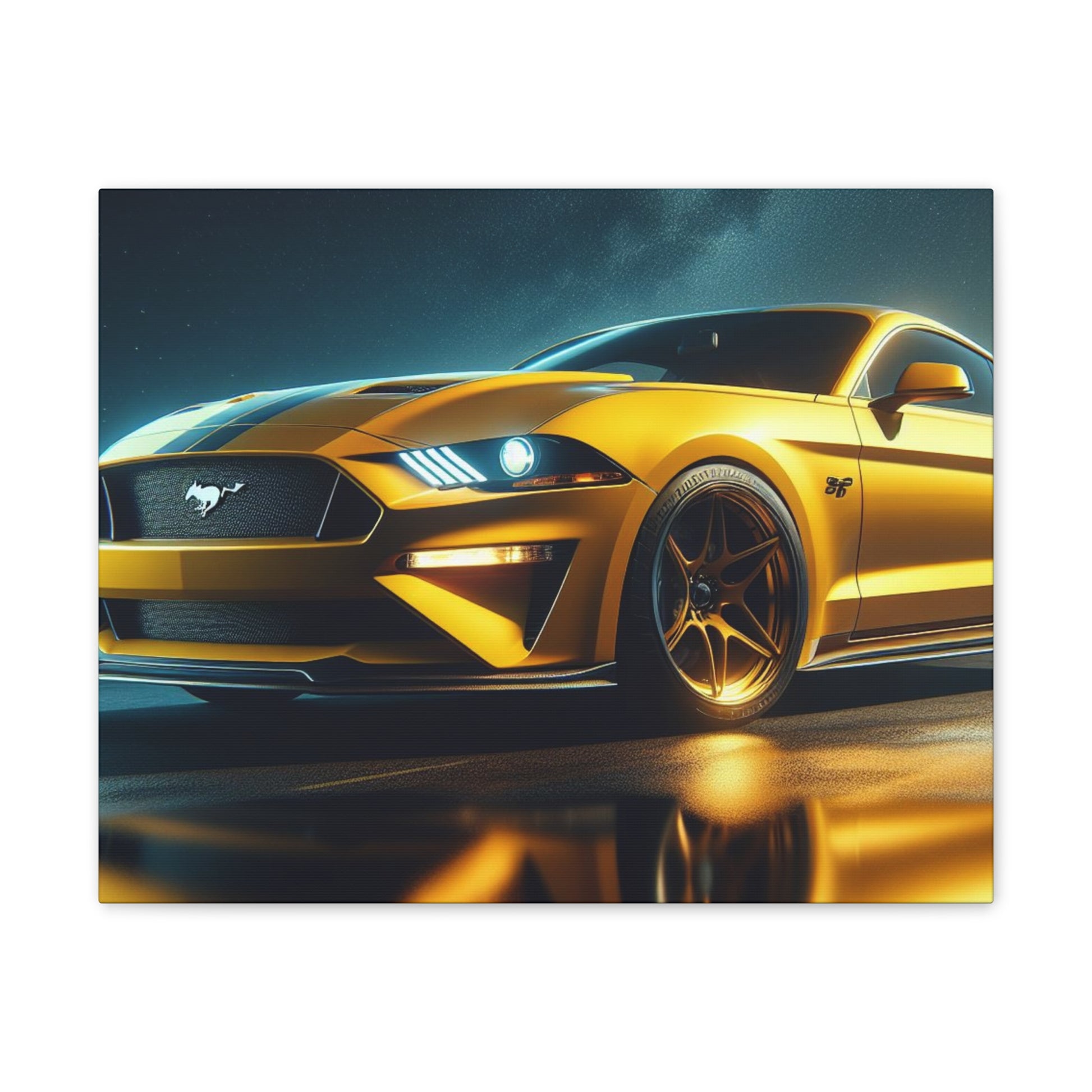 Yellow Mustang Canvas Canvas Printify