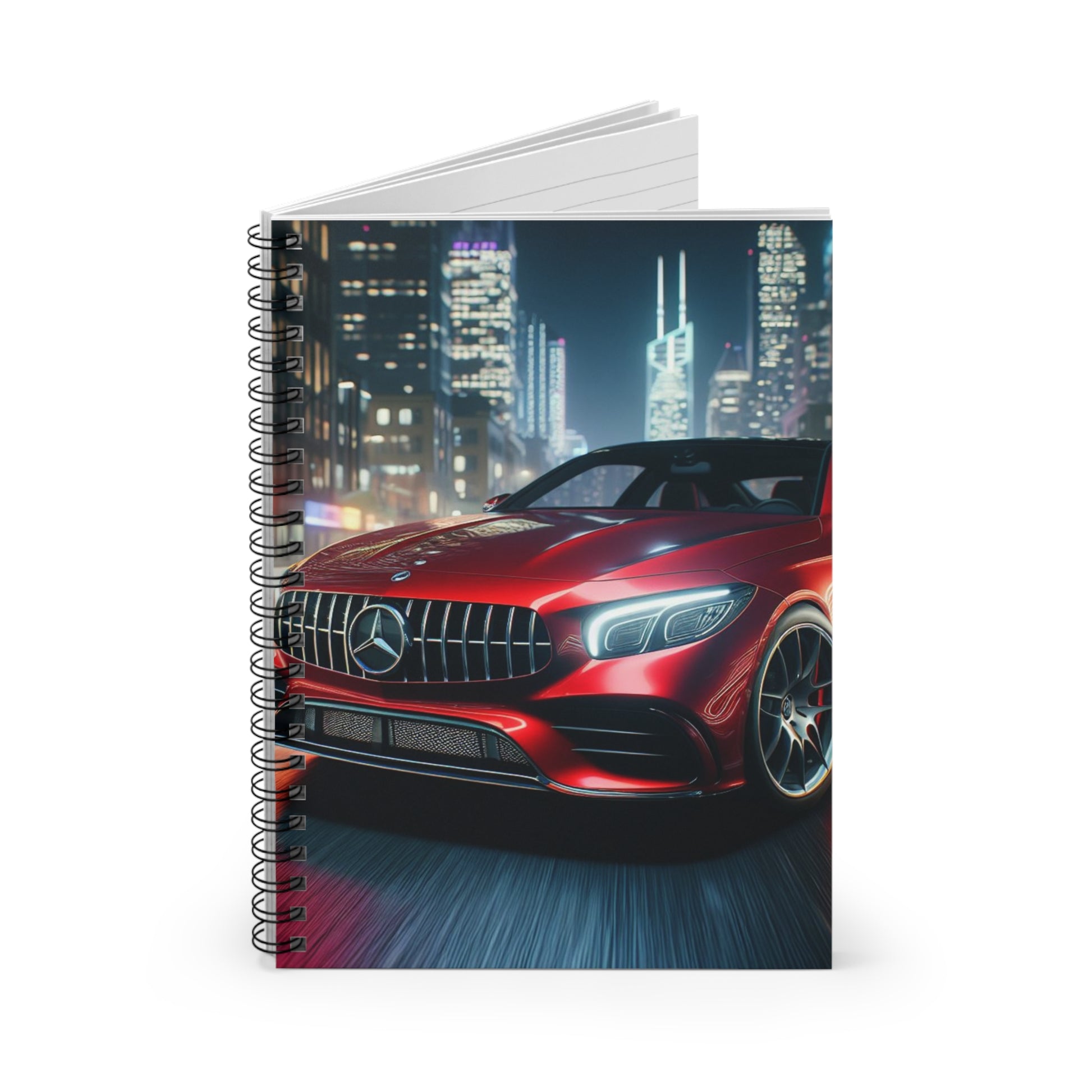 Red Mercedes Spiral Notebook Paper products Printify