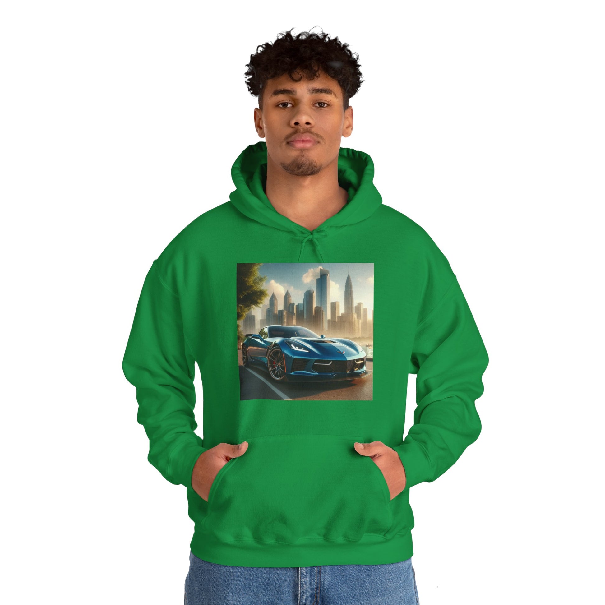 Blue Corvette Hoodie Hoodie Printify