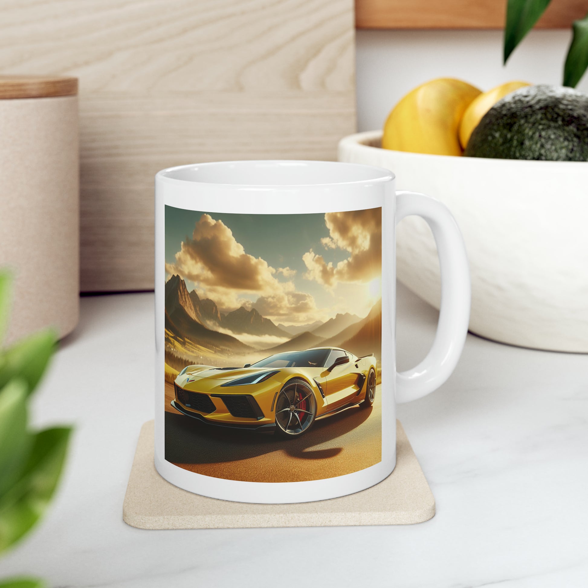 Yellow Corvette Mug Mug Printify