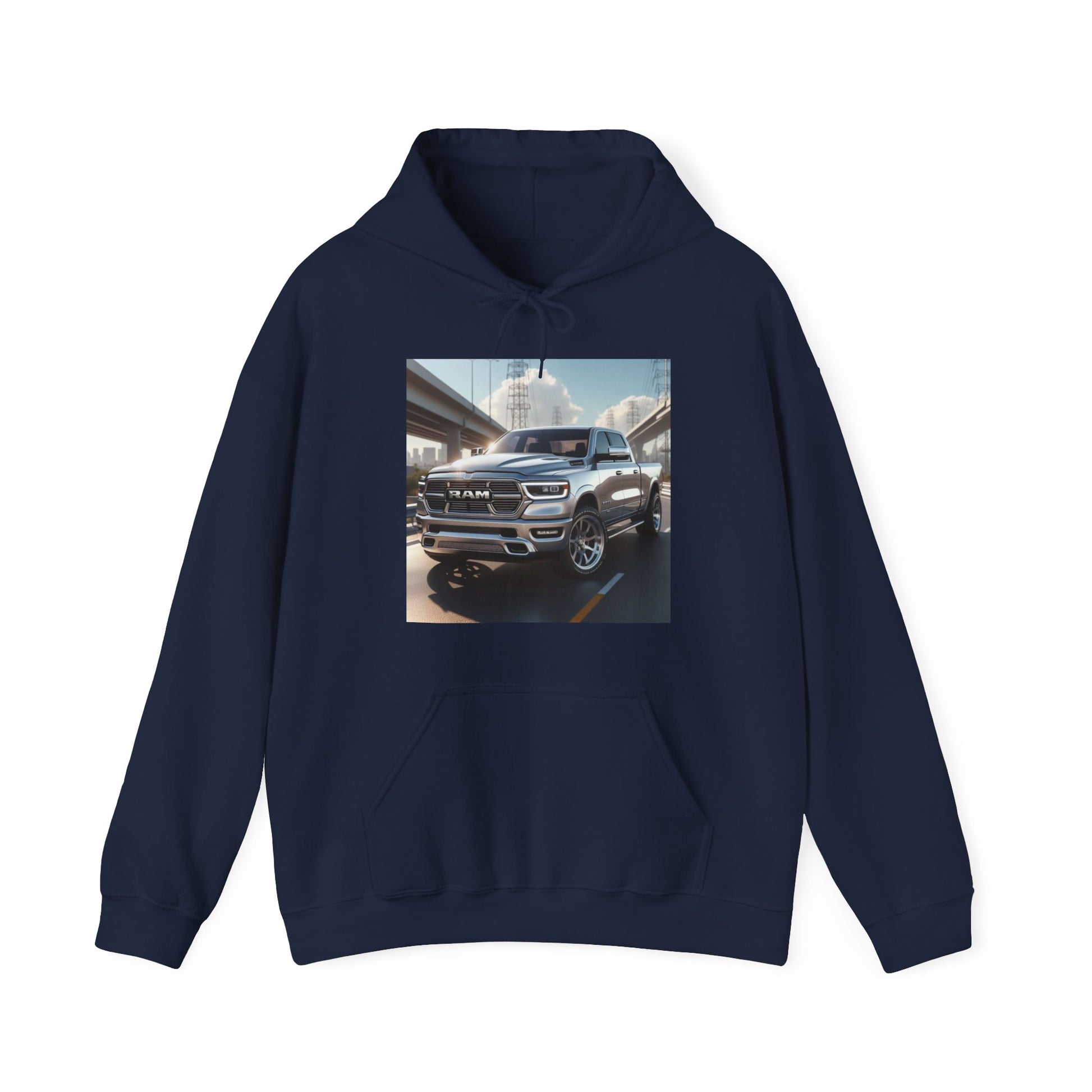 Silver Dodge Ram Hoodie Hoodie Printify Navy S