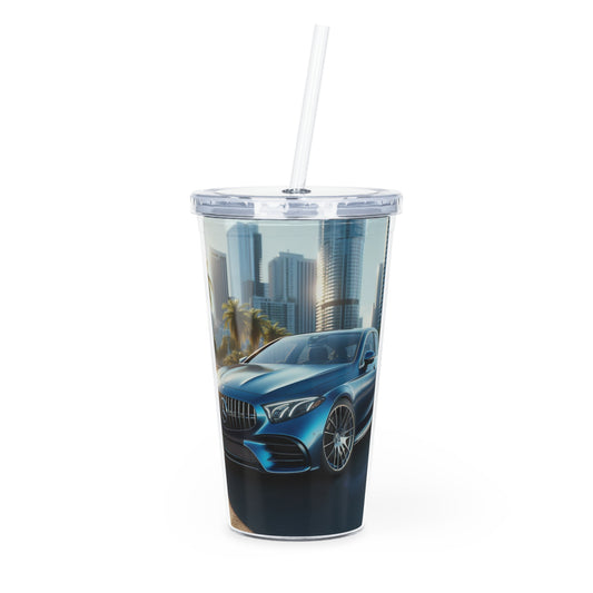 Blue Mercedes Tumbler with Straw Mug Printify 20oz Transparent