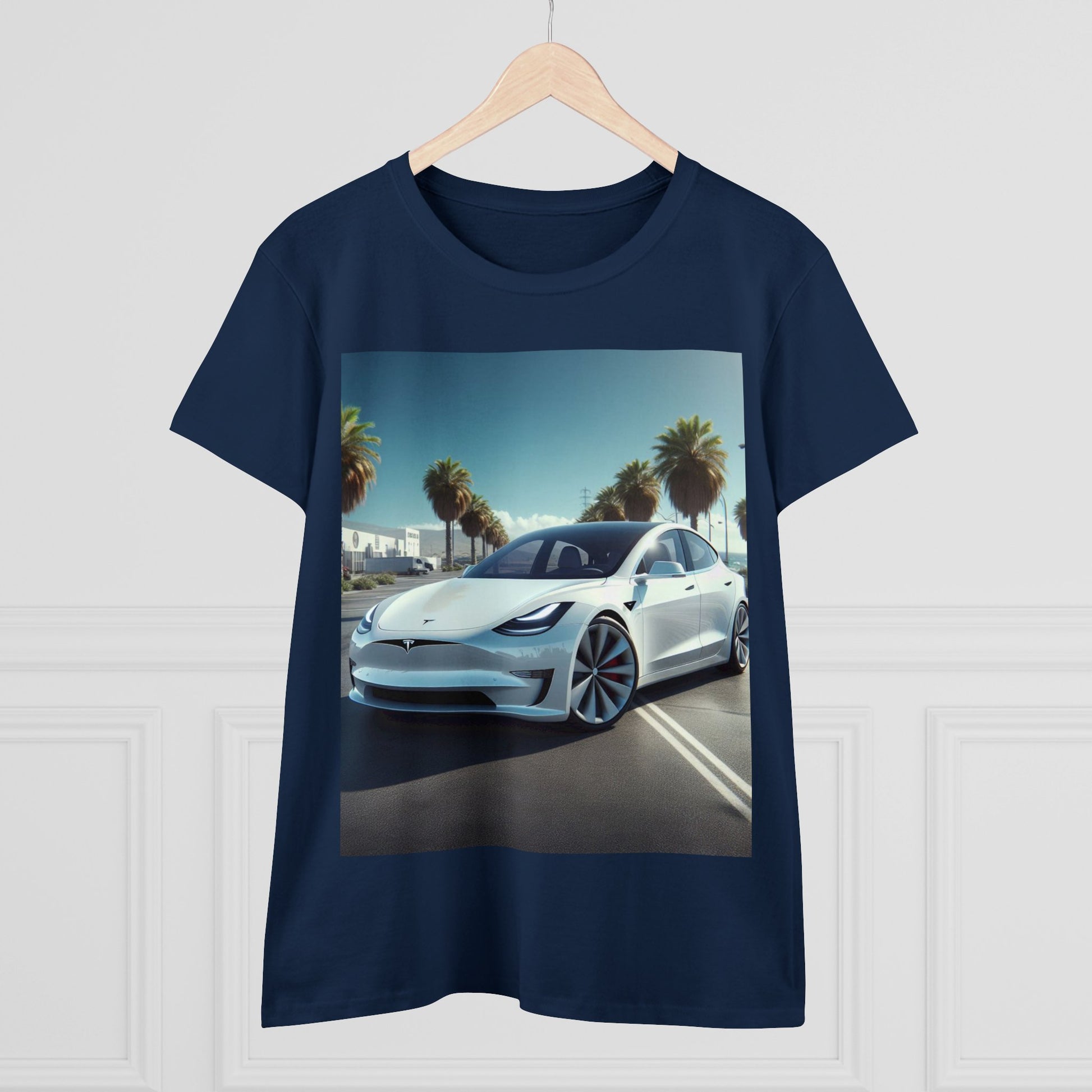 White Tesla T-Shirt T-Shirt Printify