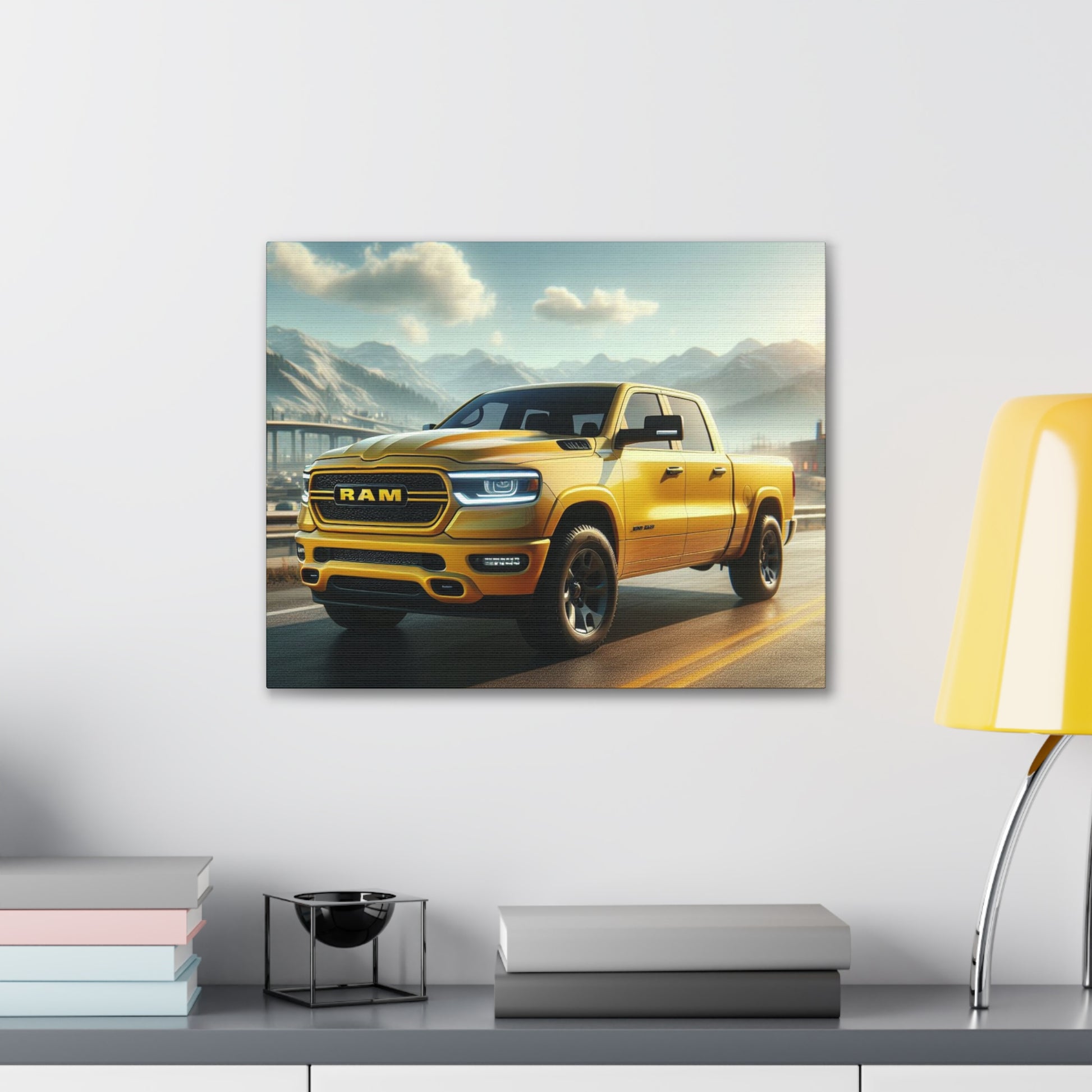 Yellow Dodge Ram Canvas Canvas Printify 20″ x 16″ (Horizontal) 0.75''