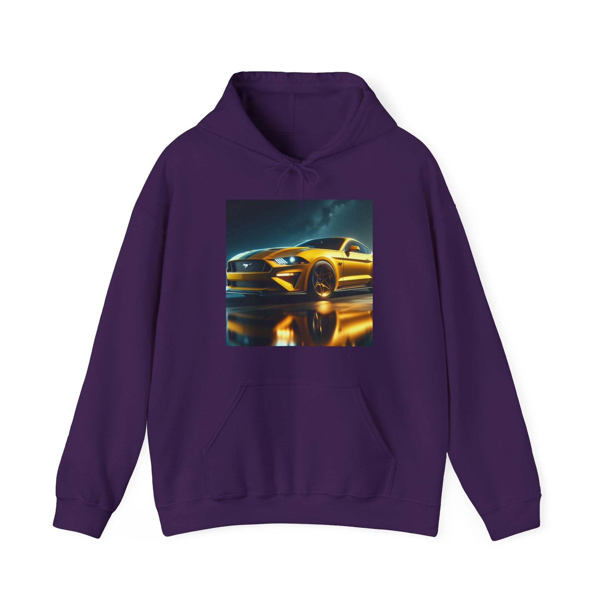 Yellow Mustang Hoodie Hoodie Printify Purple S