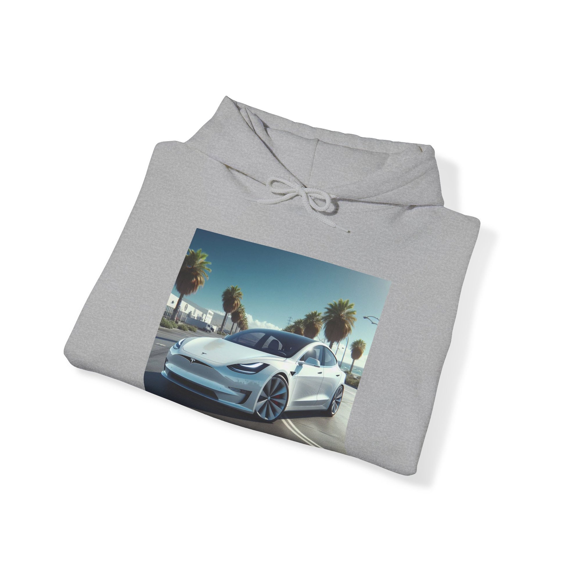 White Tesla Hoodie Hoodie Printify