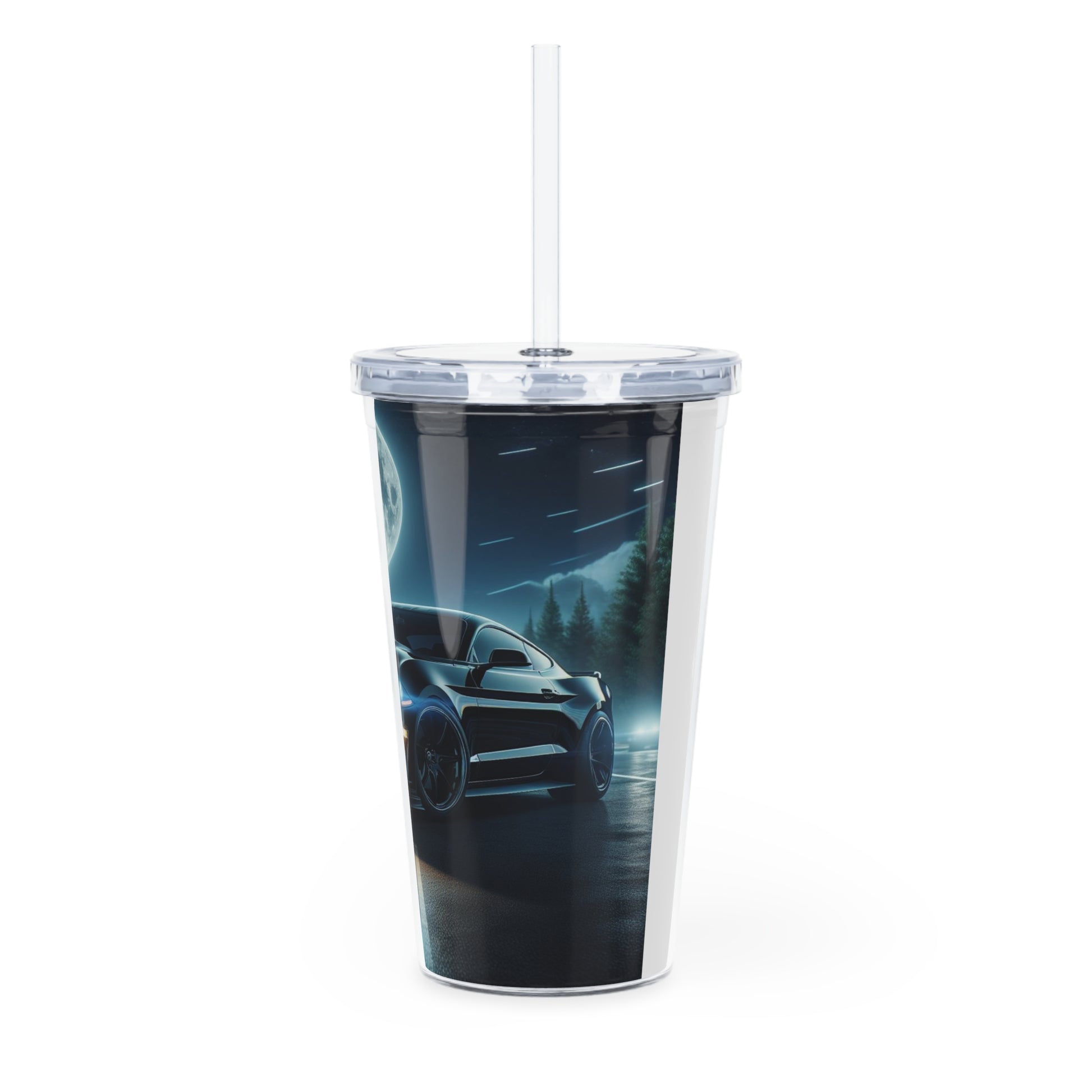 Black Mustang Tumbler with Straw Mug Printify