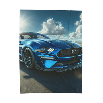 Blue Mustang Plush Blanket All Over Prints Printify 60" × 80"