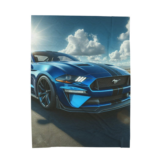 Blue Mustang Plush Blanket All Over Prints Printify 60" × 80"