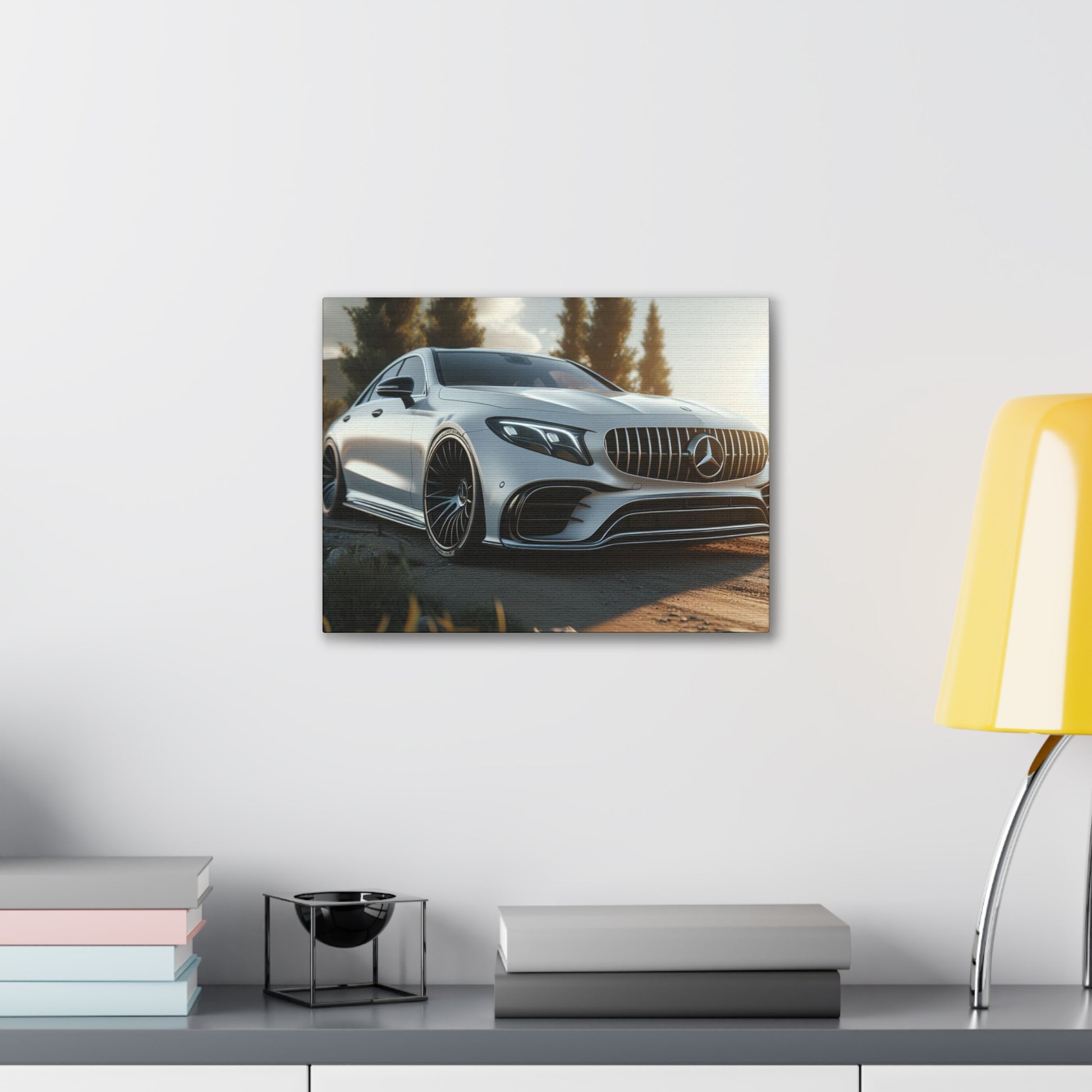 White Mercedes Canvas Canvas Printify 16″ x 12″ (Horizontal) 0.75''