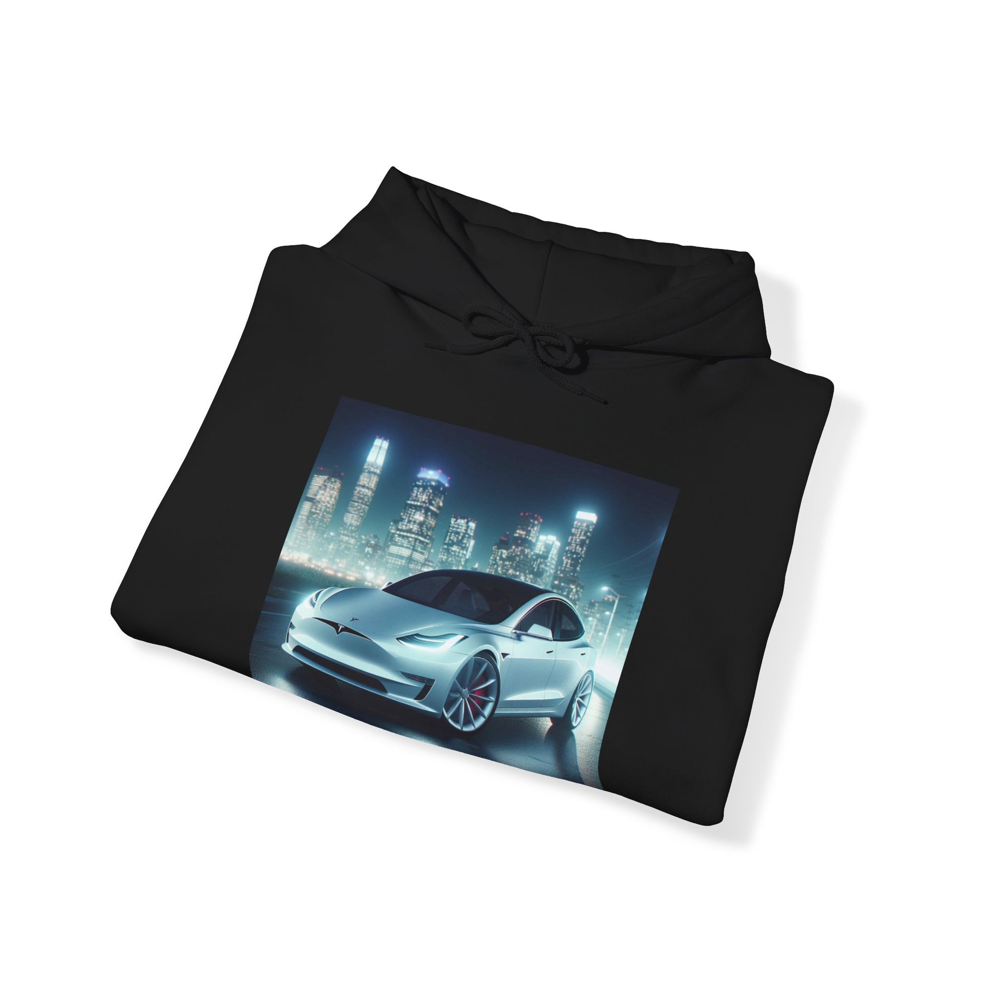 White Tesla Hoodie Hoodie Printify