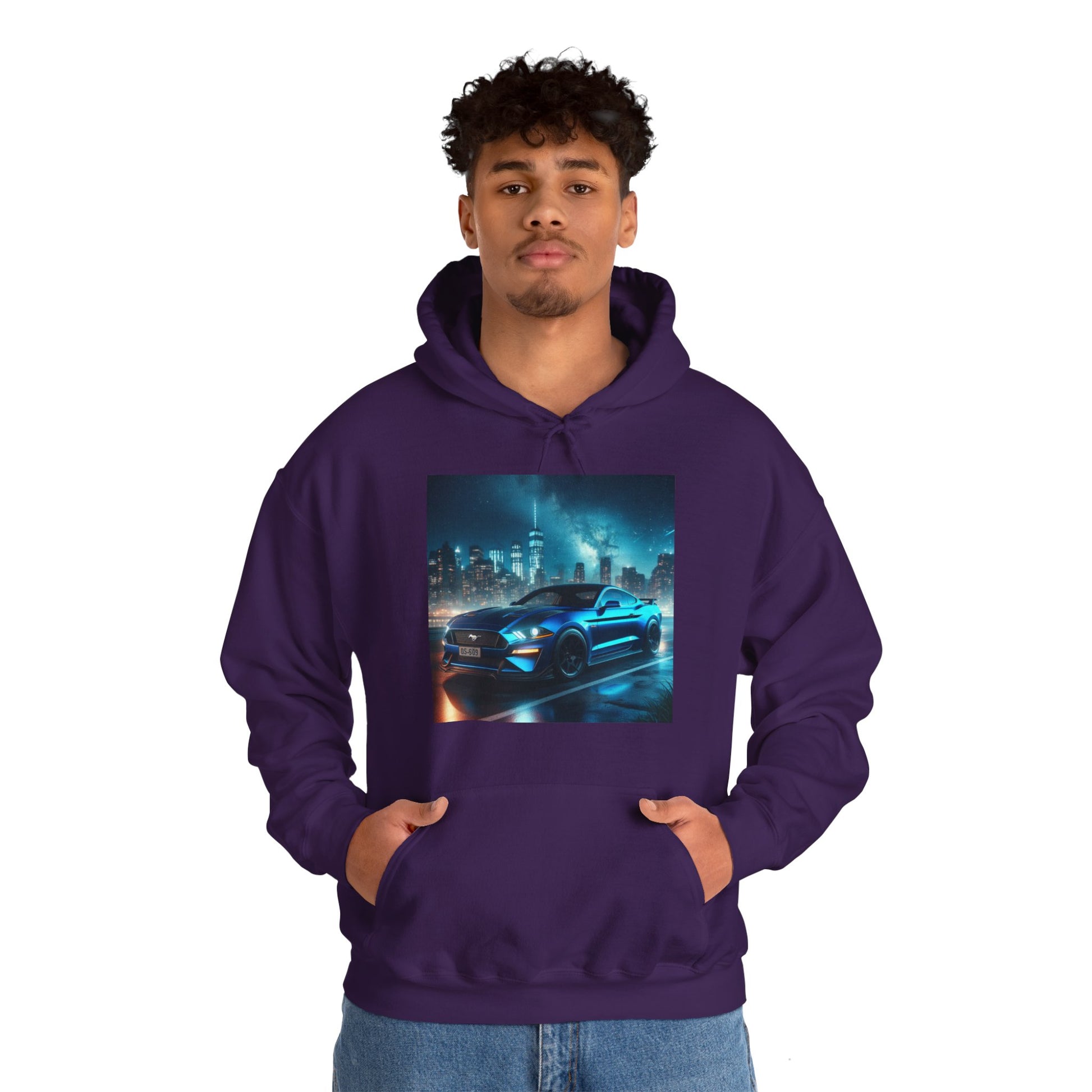 Blue Mustang Hoodie Hoodie Printify