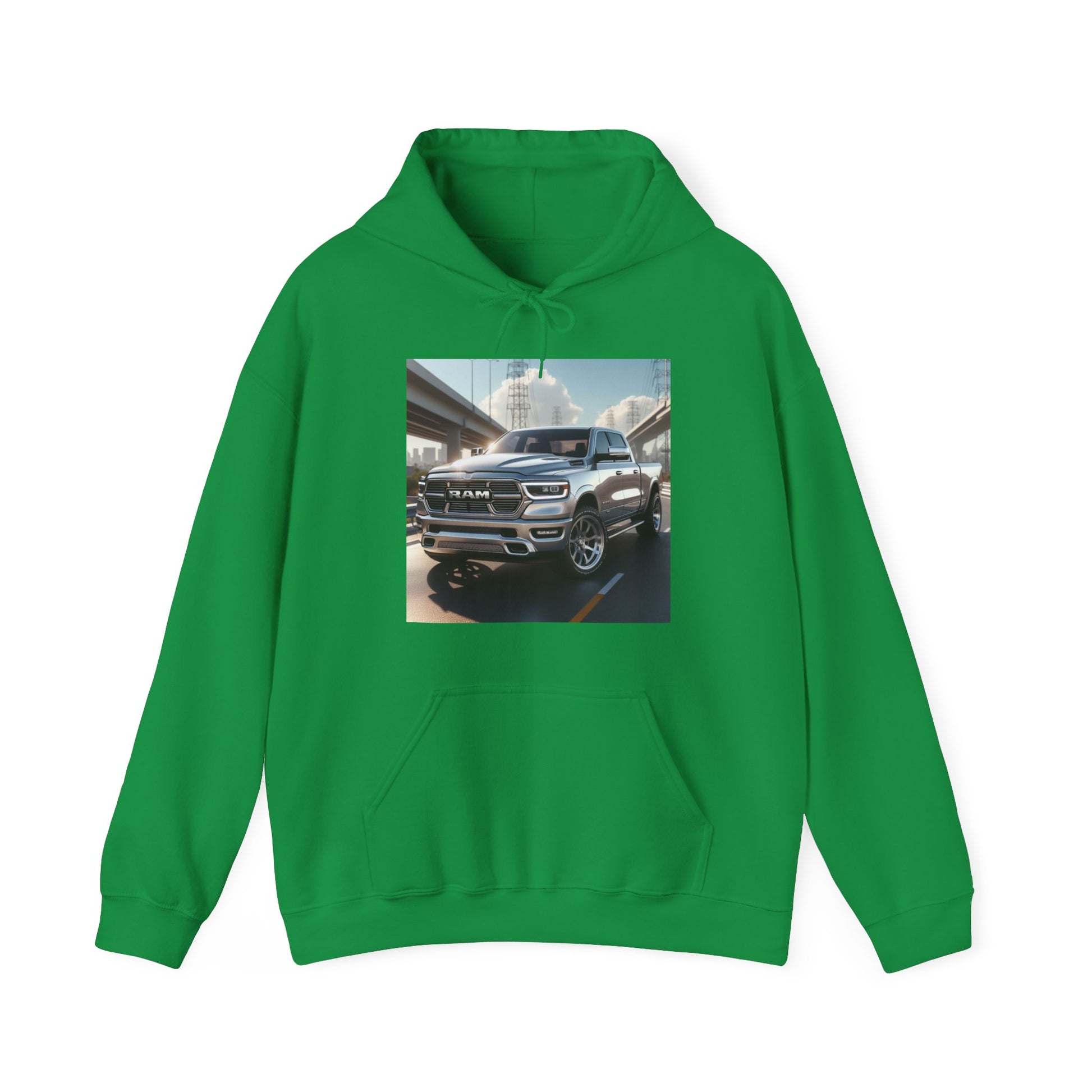 Silver Dodge Ram Hoodie Hoodie Printify Irish Green S