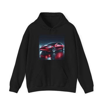 Red Tesla Hoodie Hoodie Printify Black S