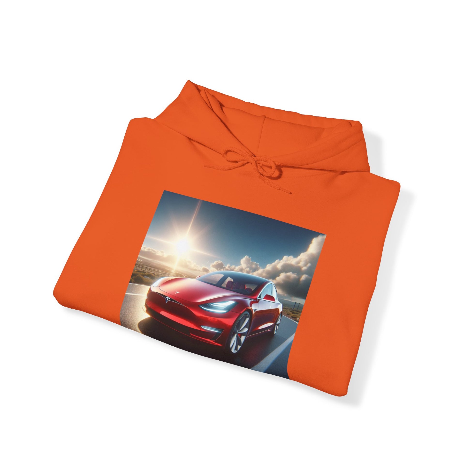 Red Tesla Hoodie Hoodie Printify