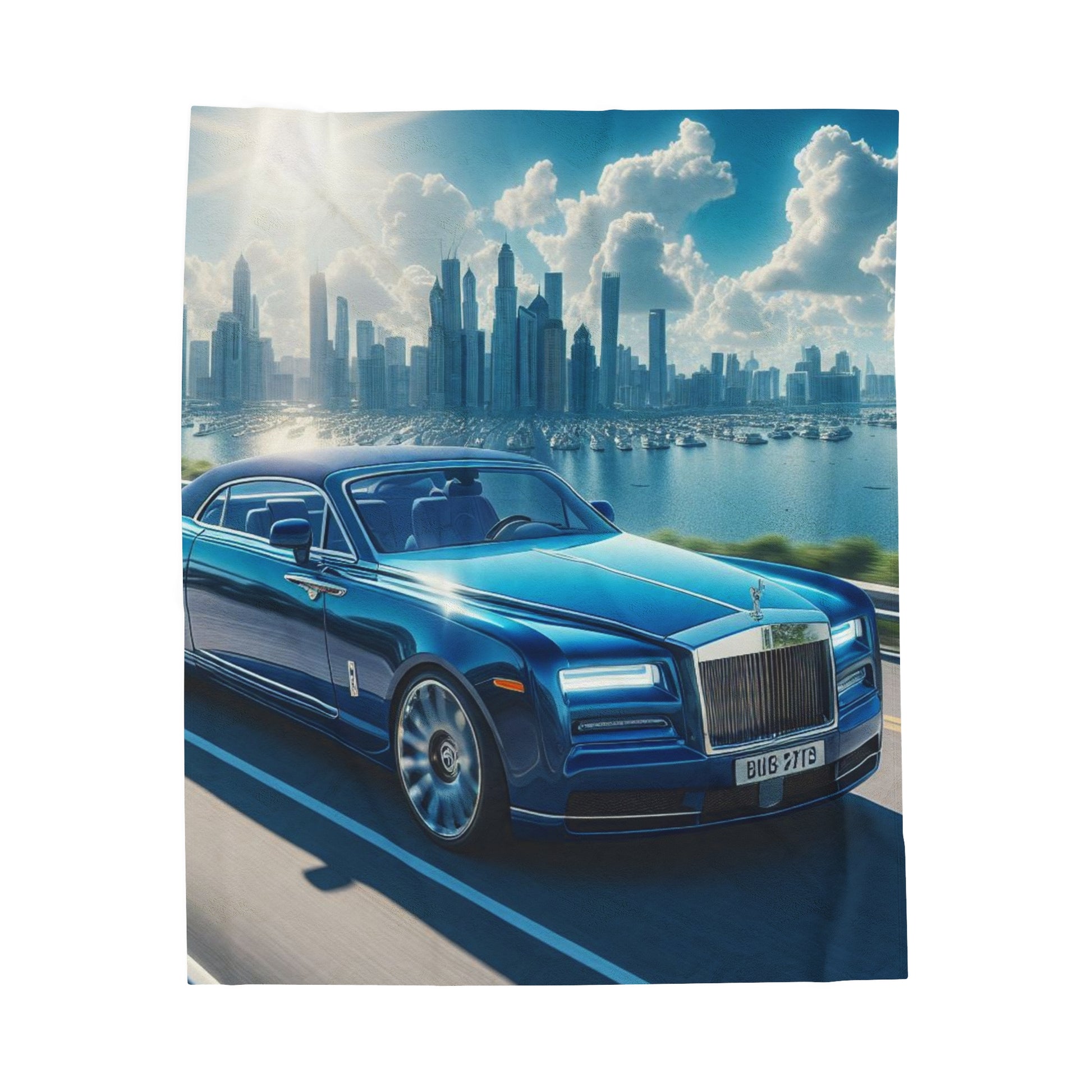 Blue Rolls Royce Plush Blanket All Over Prints Printify 50" × 60"