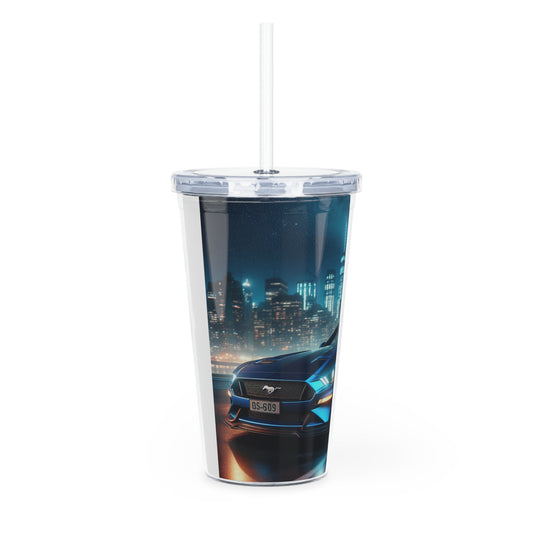 Blue Mustang Tumbler with Straw Mug Printify