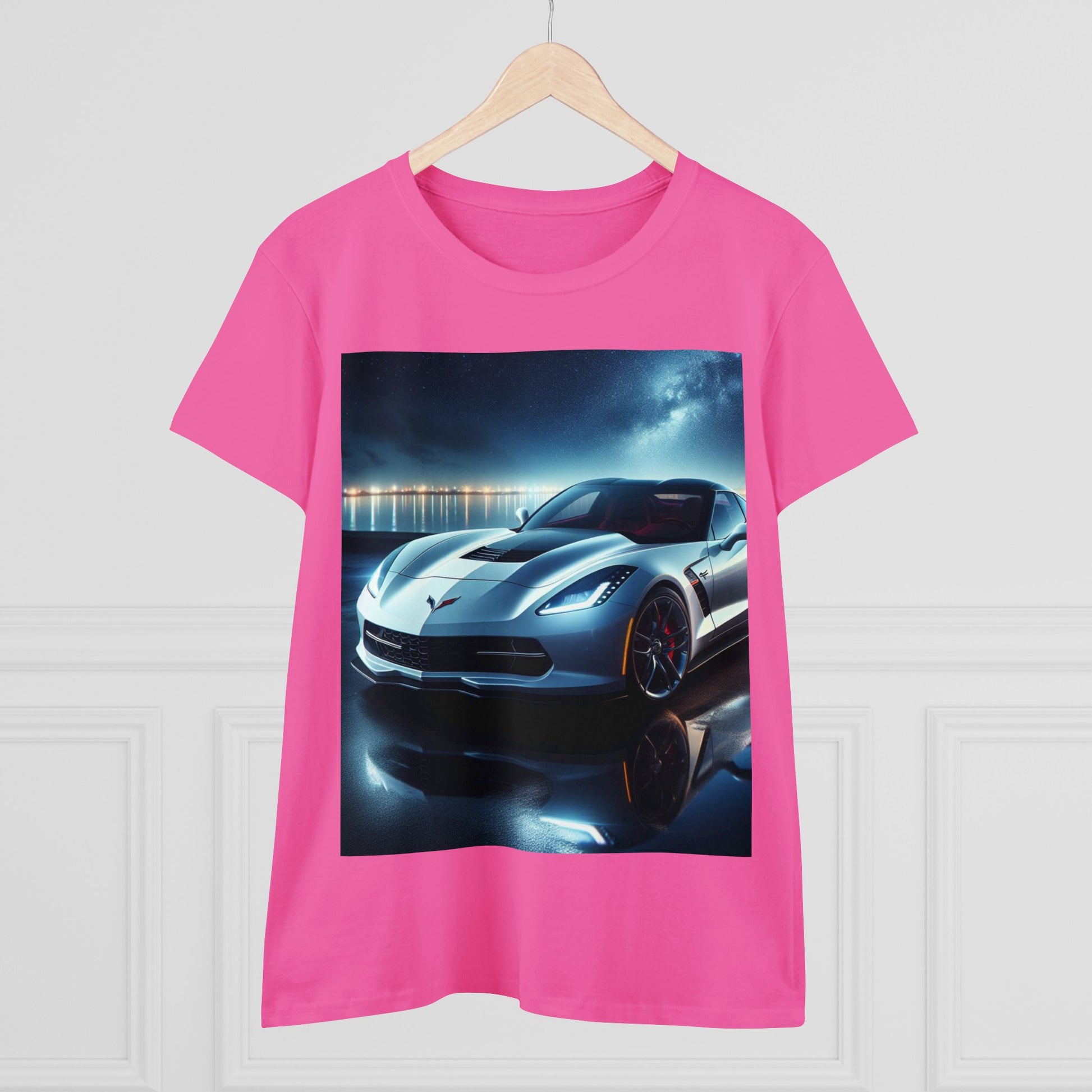 White Corvette T-Shirt T-Shirt Printify