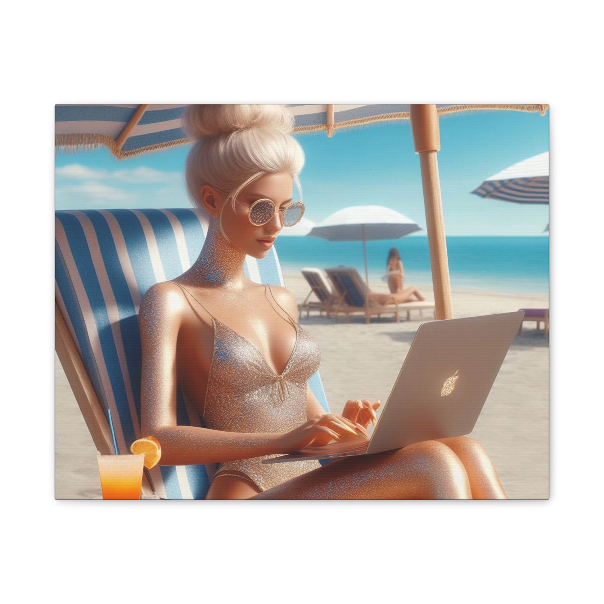 Work Day at the Beach Canvas Canvas Printify