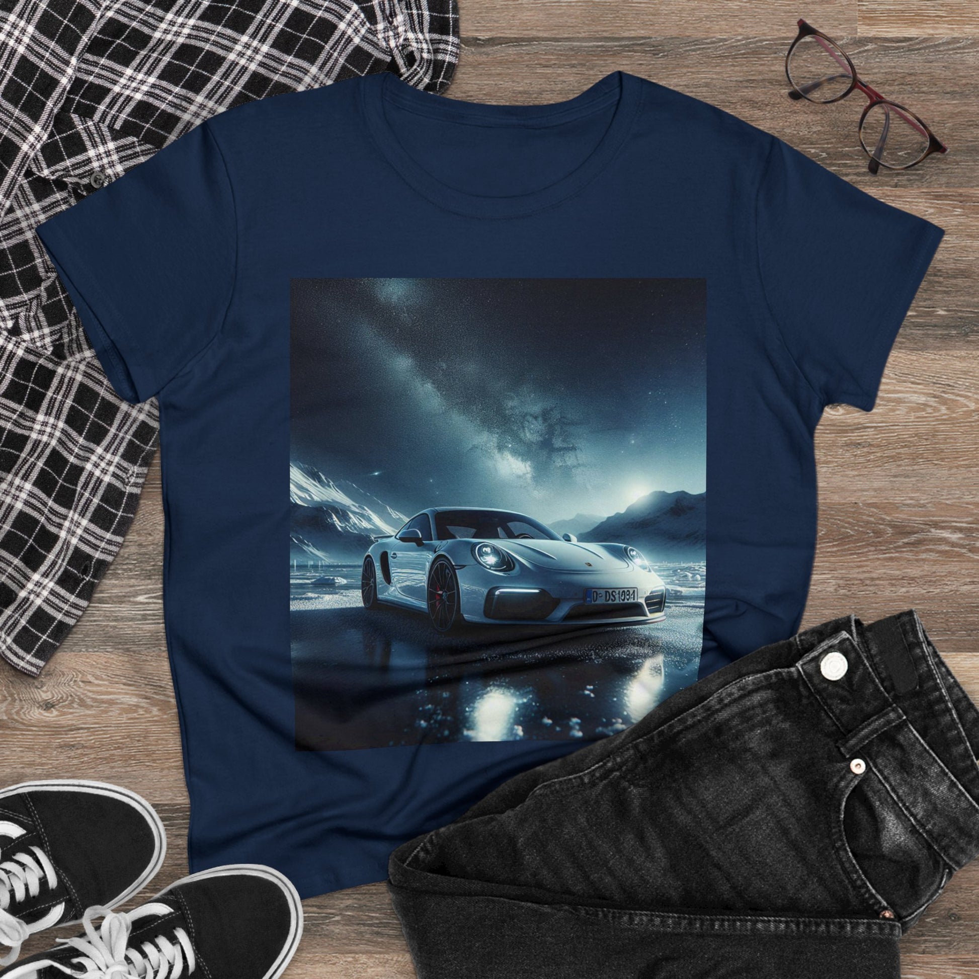 White Porsche T-Shirt T-Shirt Printify
