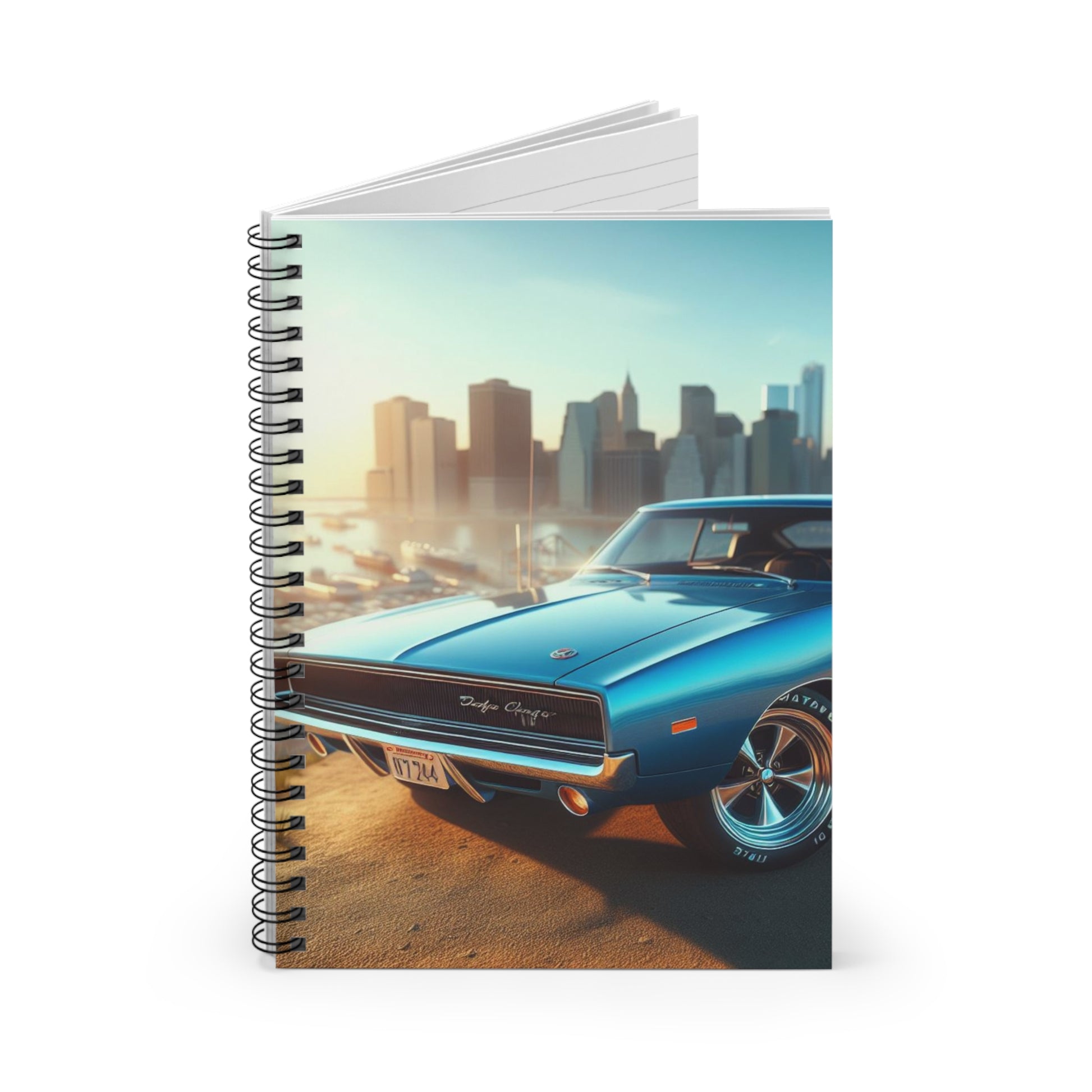 1970 Blue Dodge Charger Spiral Notebook Paper products Printify