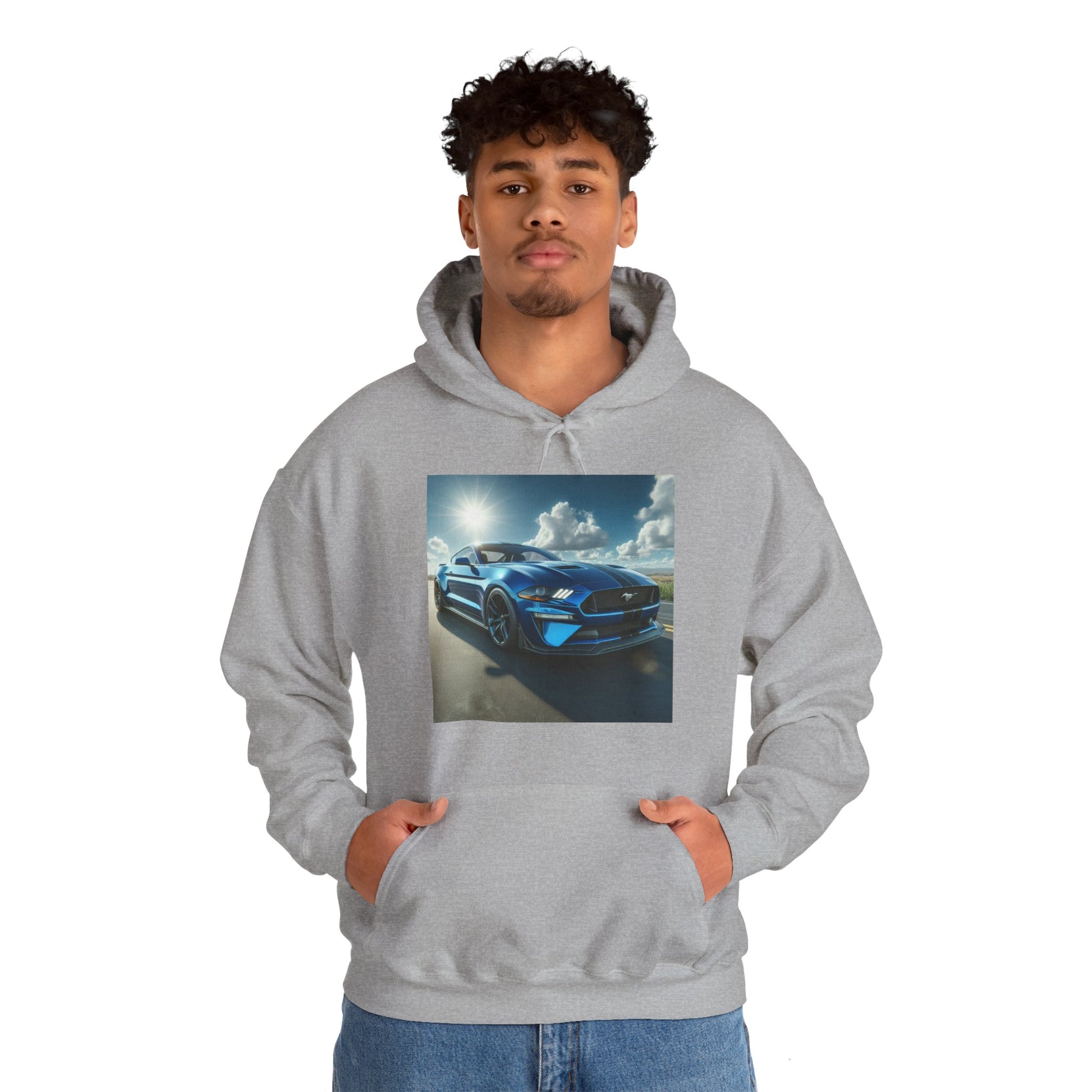 Blue Mustang Hoodie Hoodie Printify