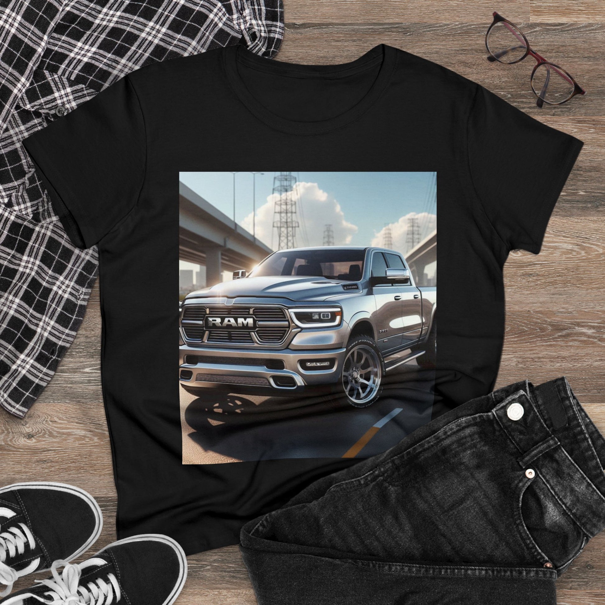 Silver Dodge Ram T-Shirt T-Shirt Printify