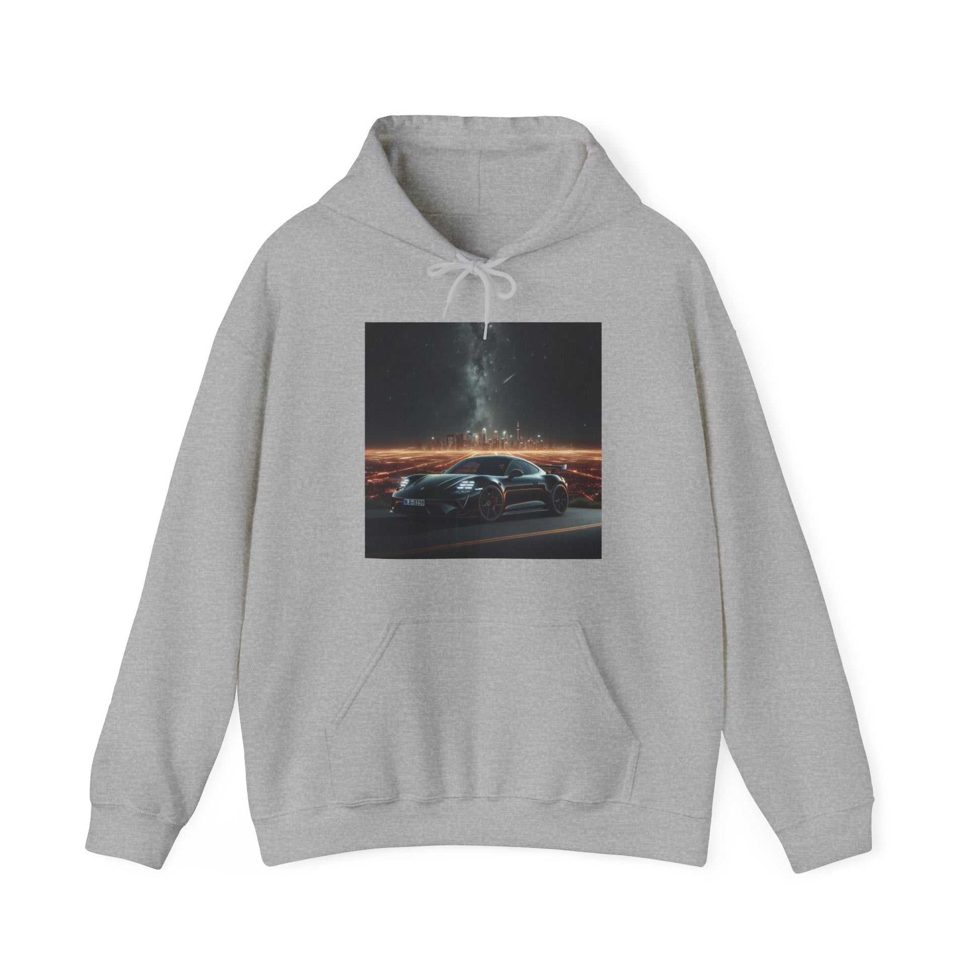 Black Porsche Hoodie Hoodie Printify Sport Grey S