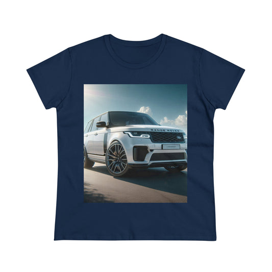 White Range Rover T-Shirt T-Shirt Printify Navy S