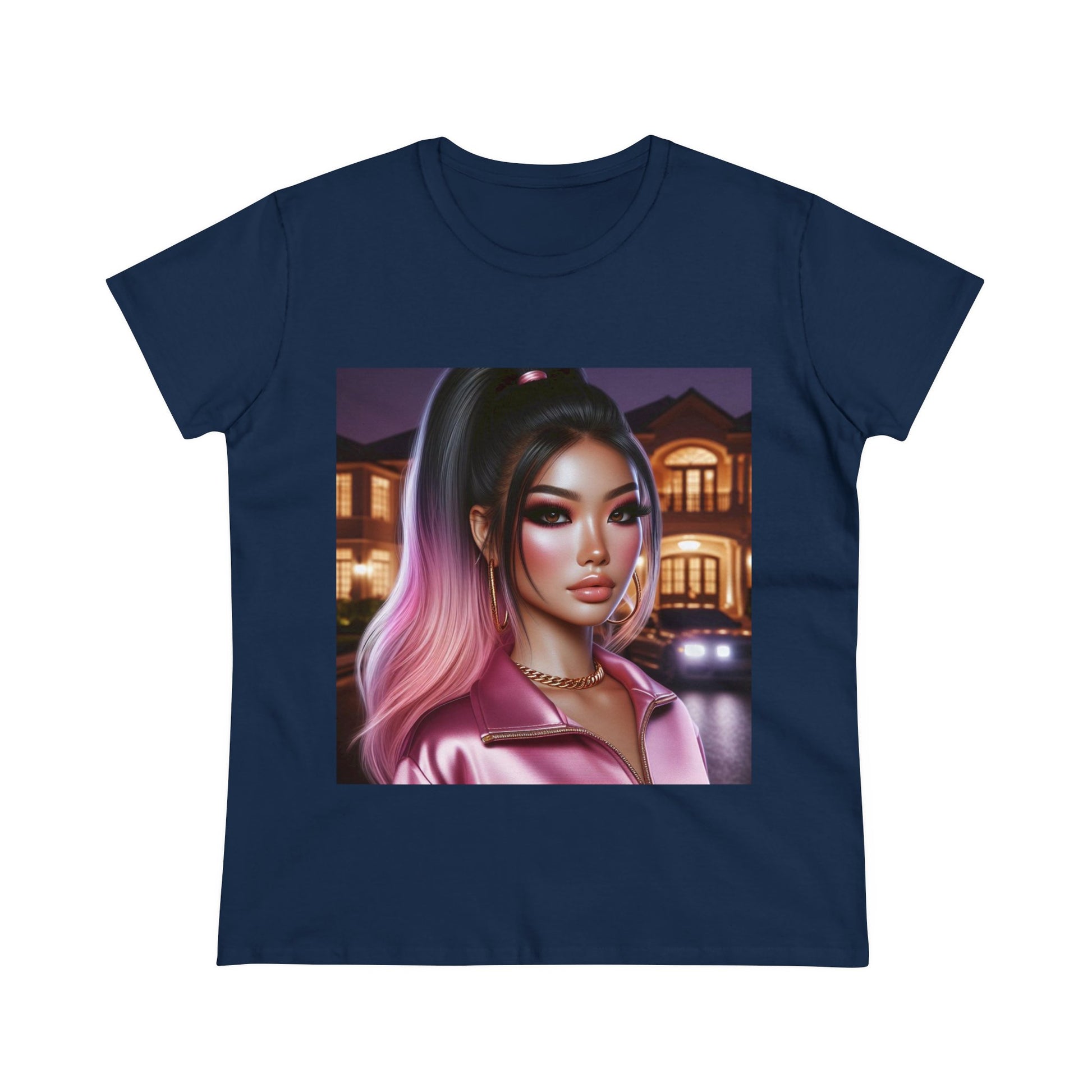 Pink at Night T-Shirt T-Shirt Printify Navy S