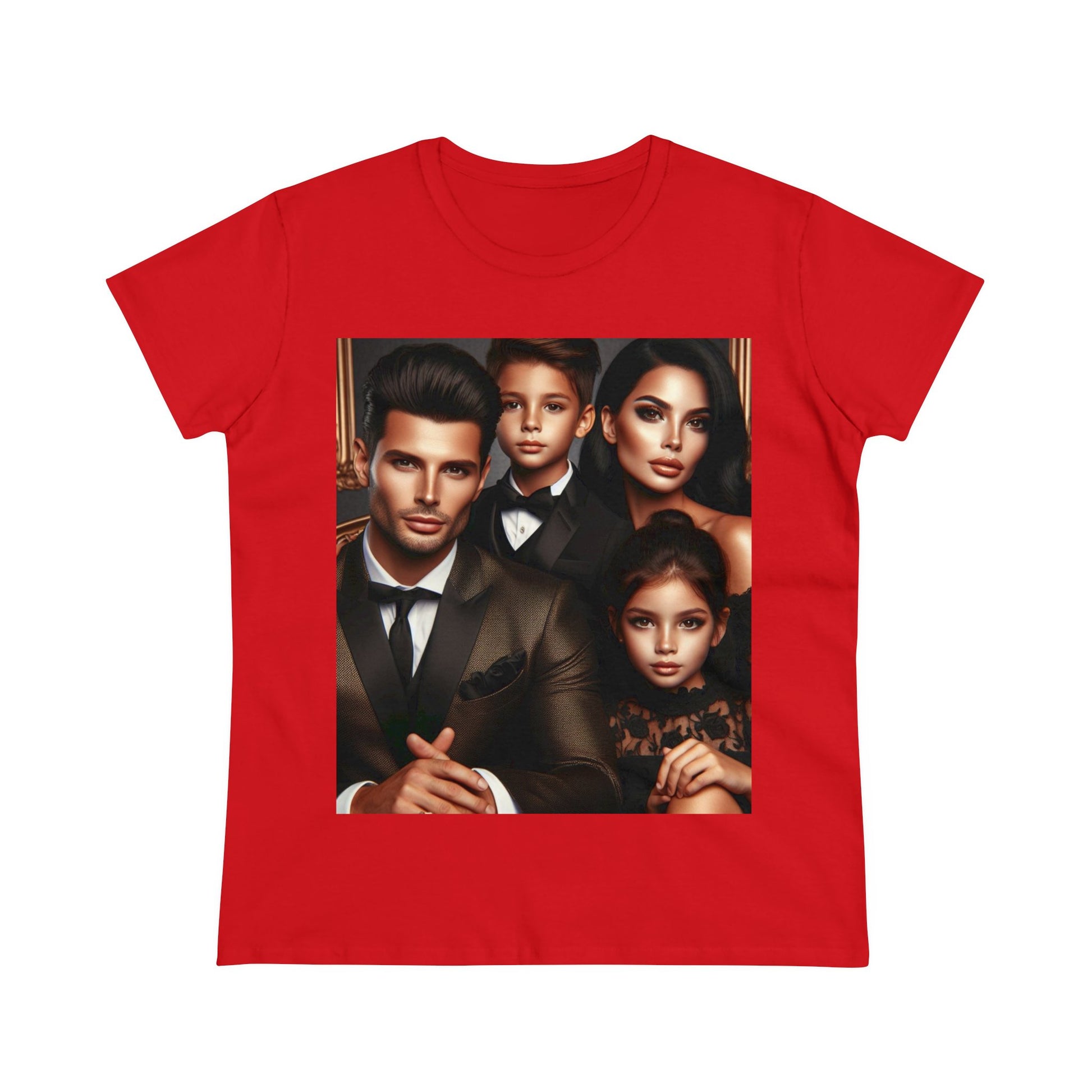 Family Portrait T-Shirt T-Shirt Printify Red S